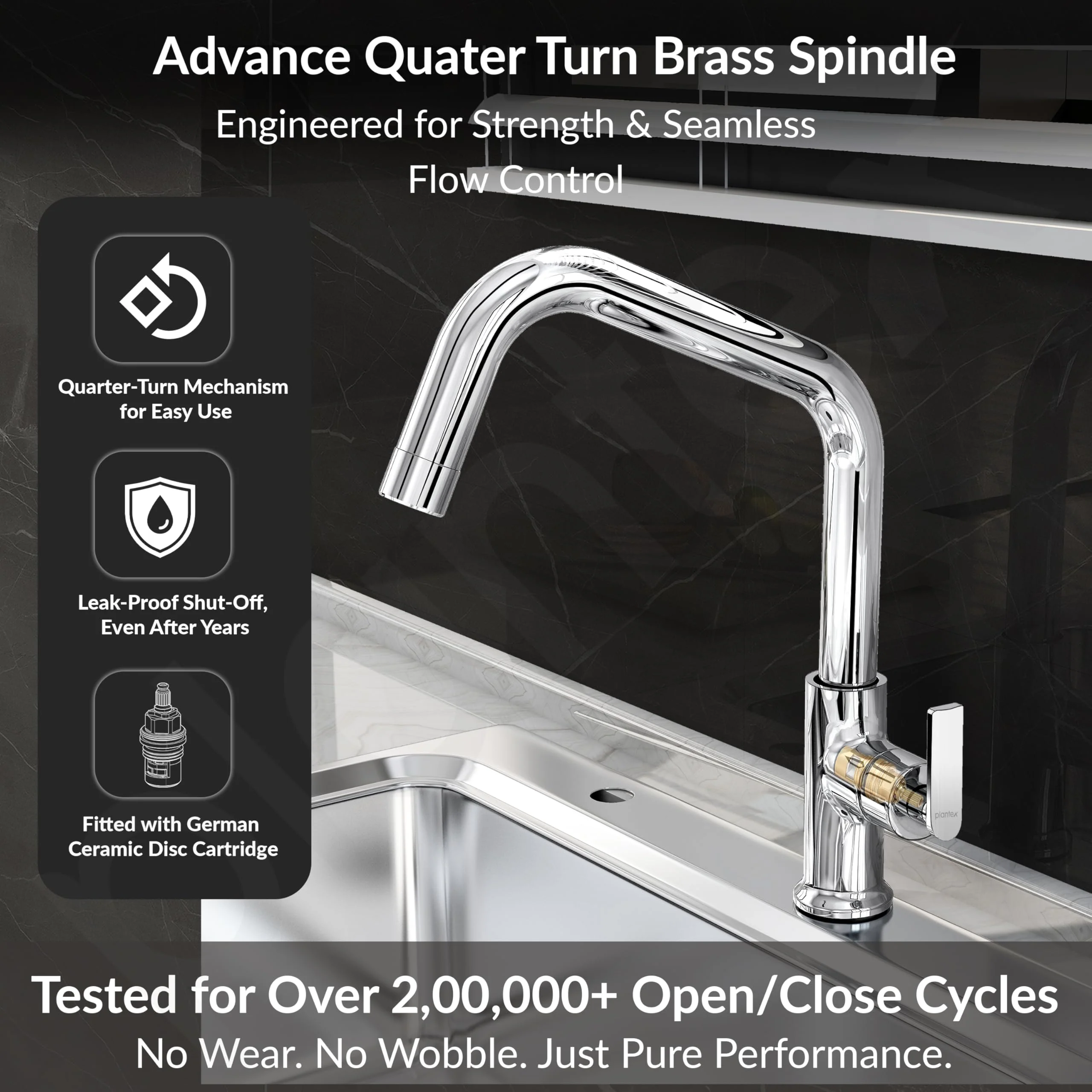 Plantex Pure Brass Sink Tap for Kitchen with 360° Swivel Spout/Kitchen Sink Tap with Water Saving Aerator-7 Year Warranty (BAL-513-Chrome) - Image 3