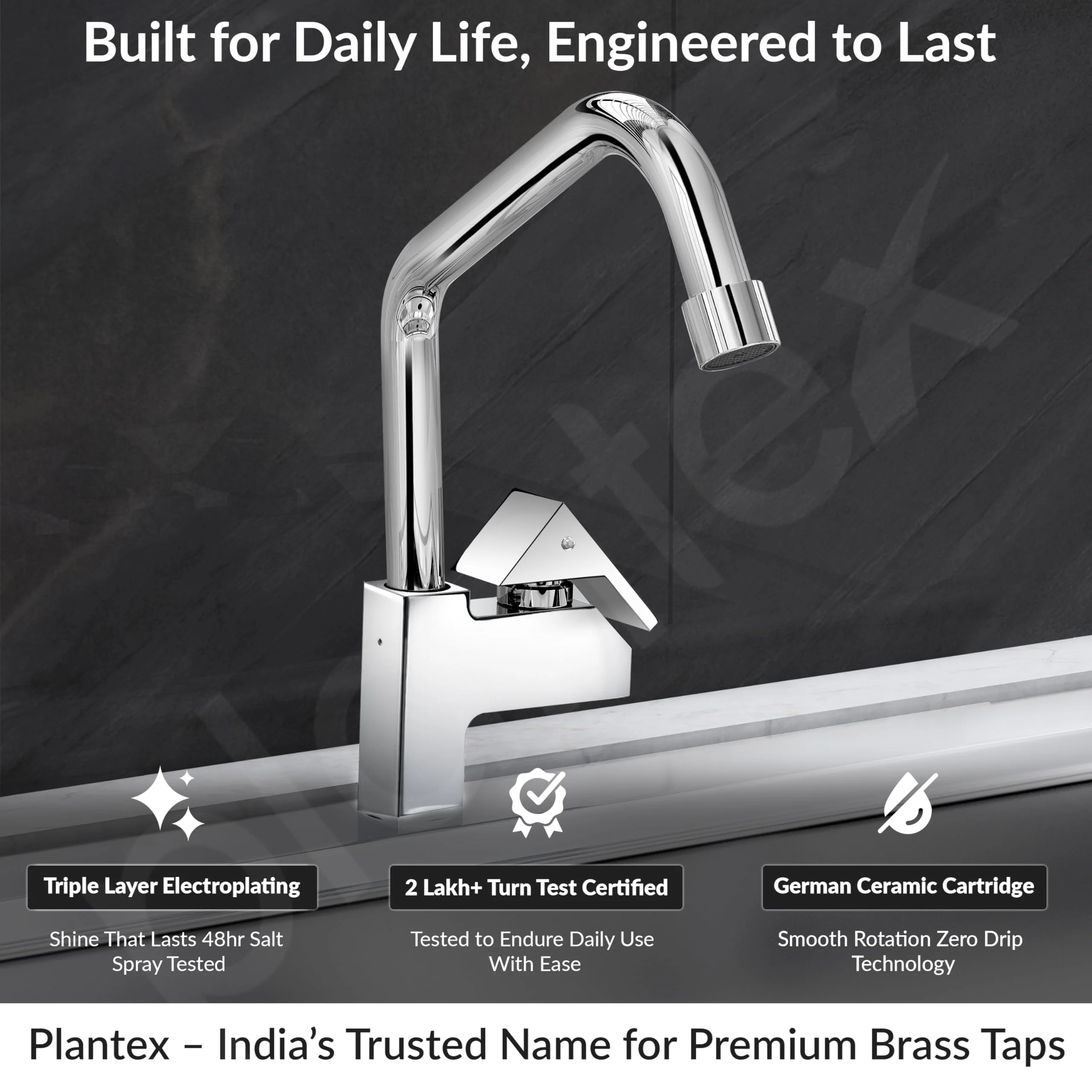 Plantex Pure Brass Sink Tap for Kitchen with 360° Swivel Spout/Kitchen Sink Tap with Water Saving Aerator-7 Year Warranty (PRI-313-Mirror-Chrome Finish) - Image 2