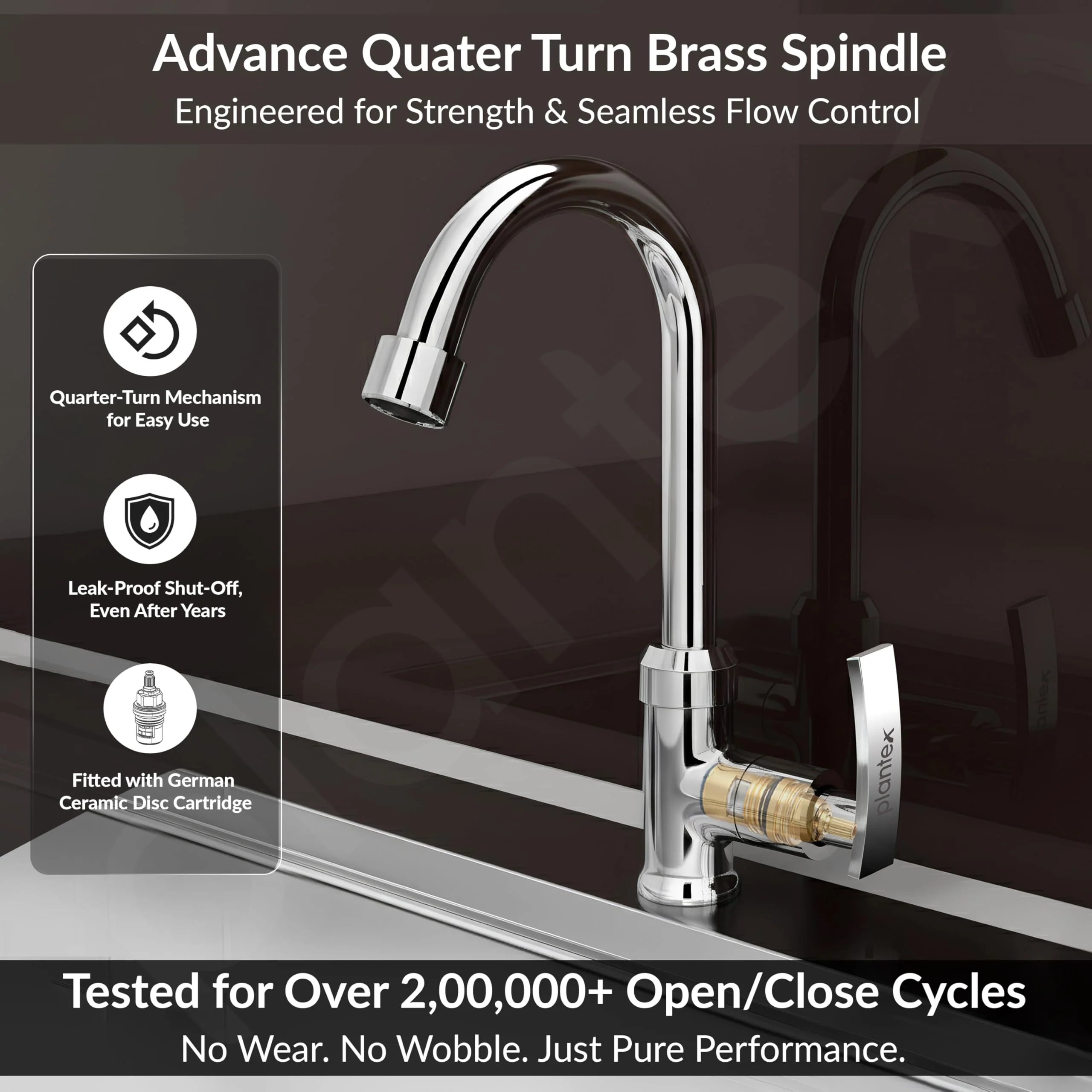 Plantex Pure Brass Sink Tap for Wash Basin with 360° Swivel Spout/Kitchen Sink Tap with Water Saving Aerator/Water Tap- 7 Year Warranty by Plantex (COL-1012-Chrome) - Image 3