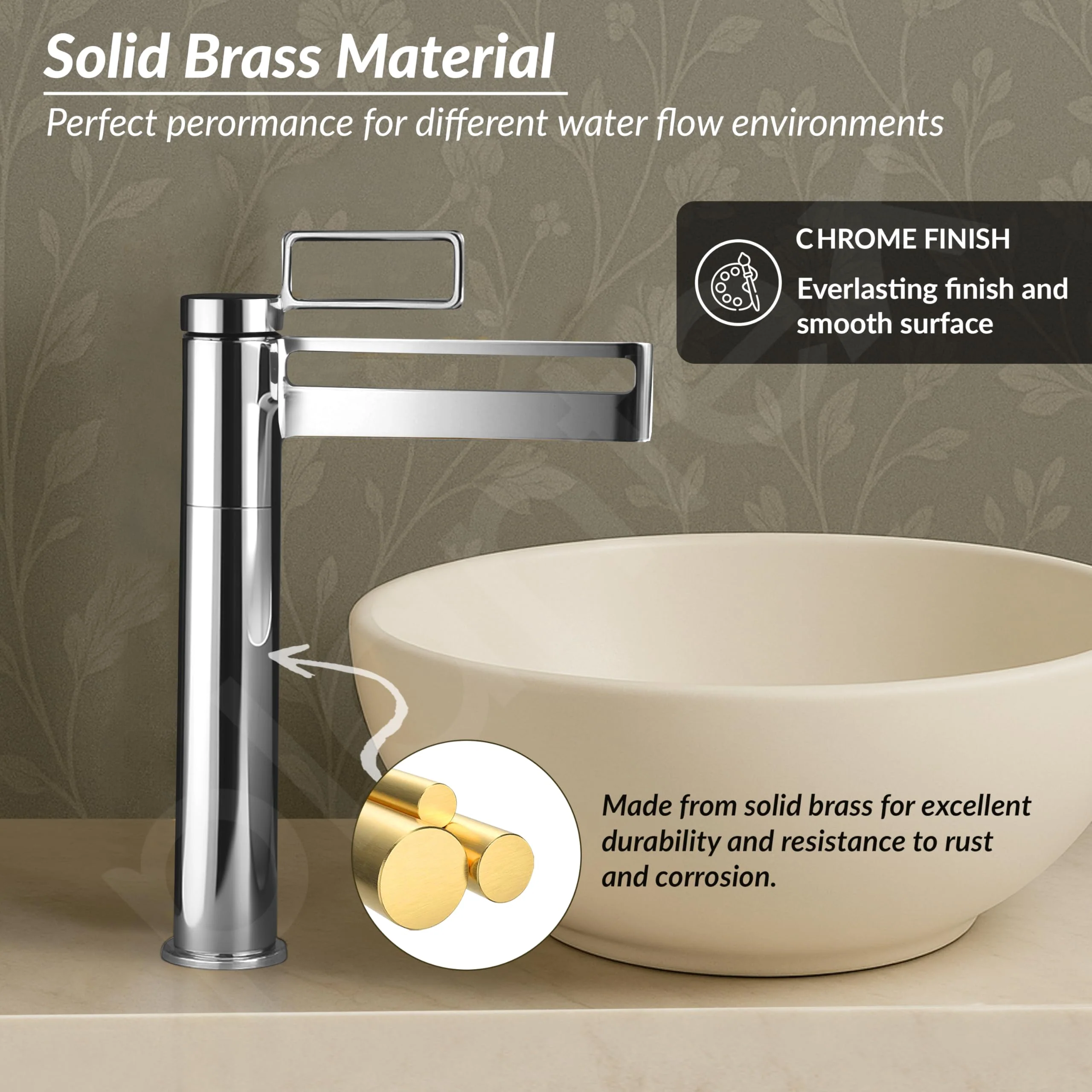 Plantex Pure Brass Wash Basin Tap/Hot and Cold Tap for Wash Basin/Single Lever Pillar Cock Water Tap/Deck Mount- (7881-Chrome) - Image 2