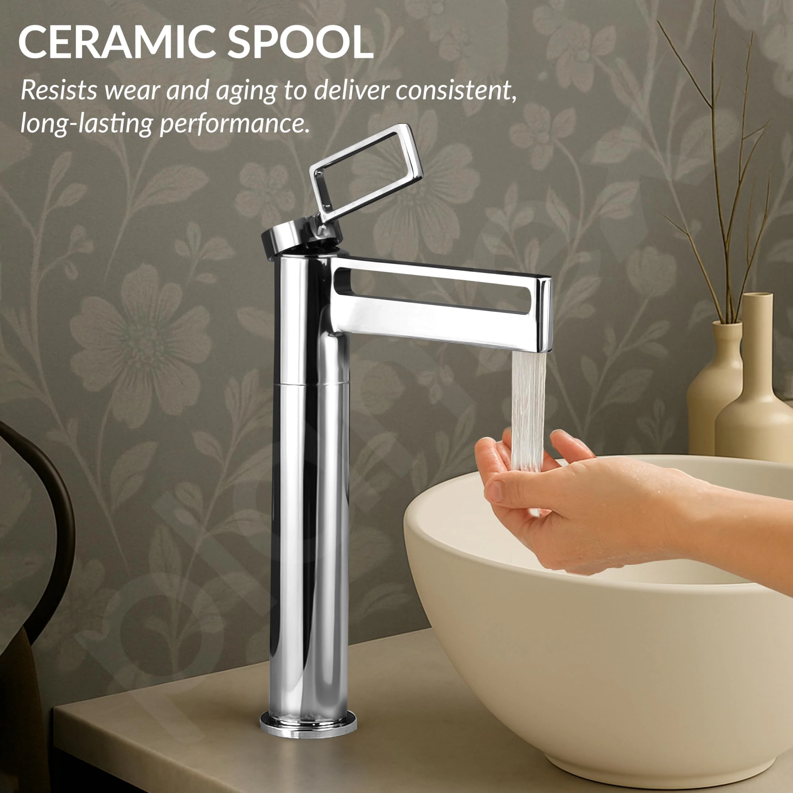 Plantex Pure Brass Wash Basin Tap/Hot and Cold Tap for Wash Basin/Single Lever Pillar Cock Water Tap/Deck Mount- (7881-Chrome) - Image 6