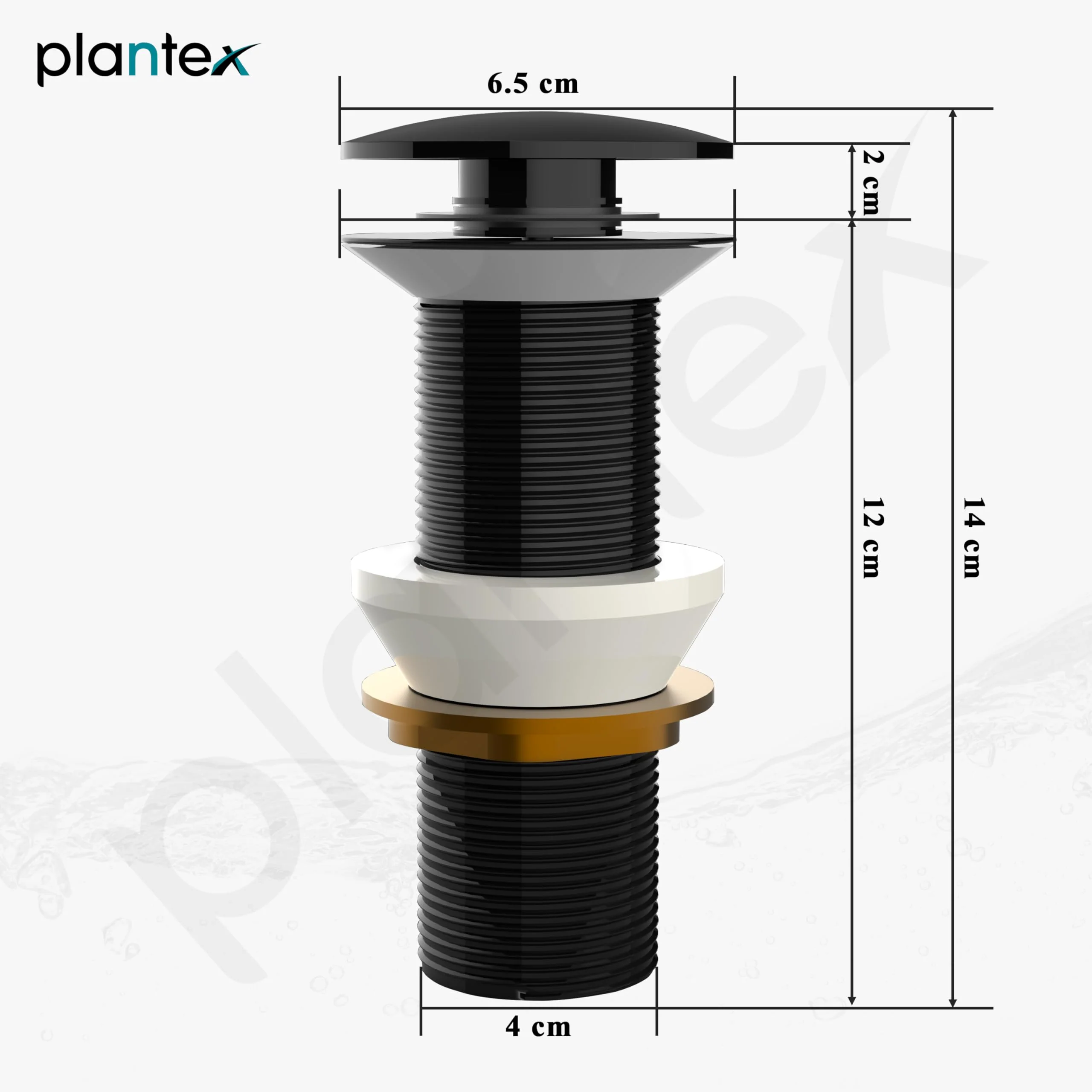 Plantex Pure Brass Waste Coupling for Wash Basin/5 inch Drain Out let System Full Thread Pop up Waste Coupling for Wash Basin (Glossy Black - Pack of 1) - Image 3