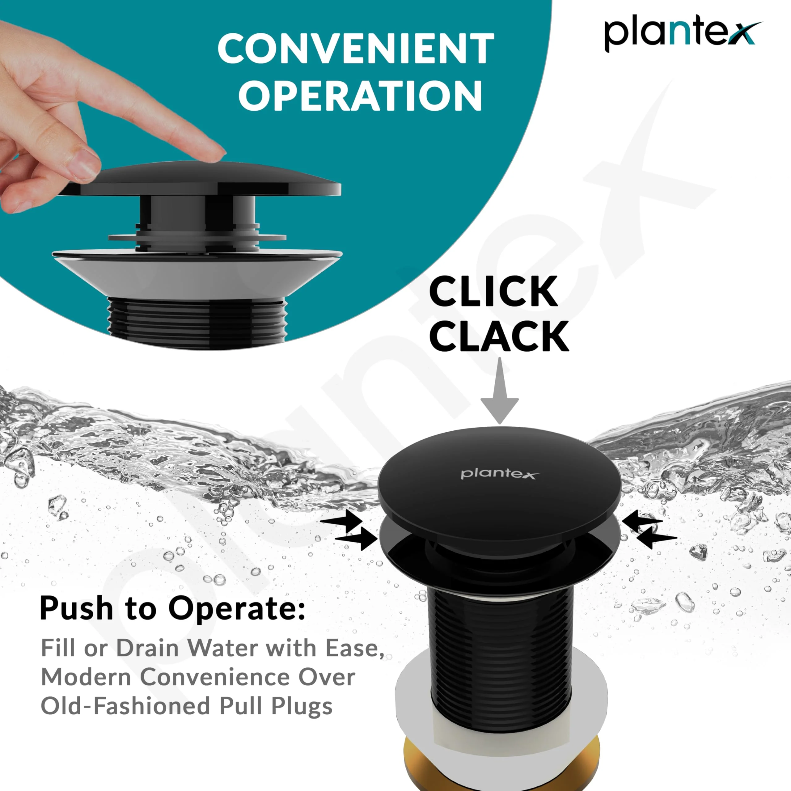 Plantex Pure Brass Waste Coupling for Wash Basin/5 inch Drain Out let System Full Thread Pop up Waste Coupling for Wash Basin (Glossy Black - Pack of 1) - Image 4