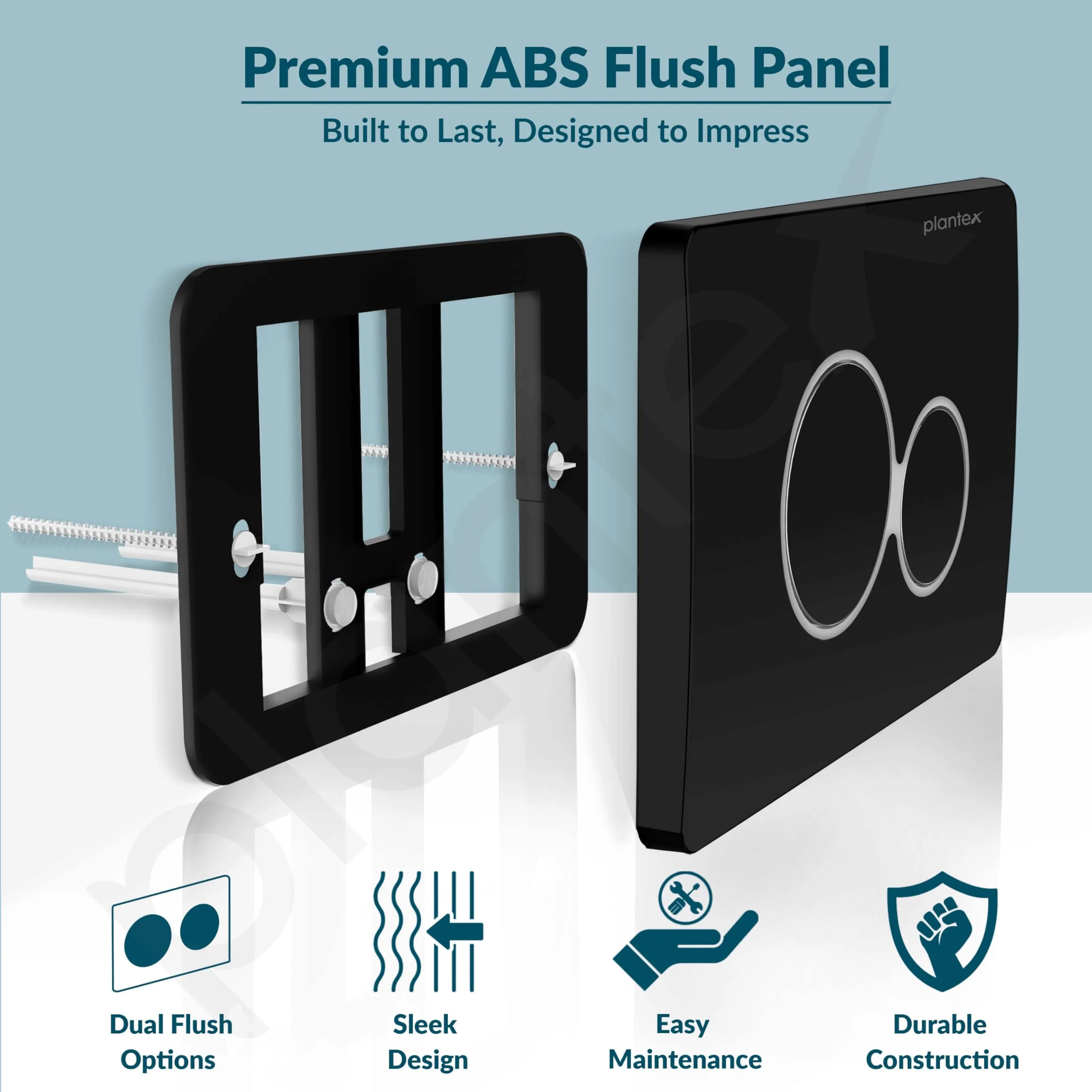 Plantex Flush -Plate/Push Plate for Toilet/Mechanical Dual-Flush Plate/Water Saving Technology - Pack of 1 (4511, Black) - Image 2