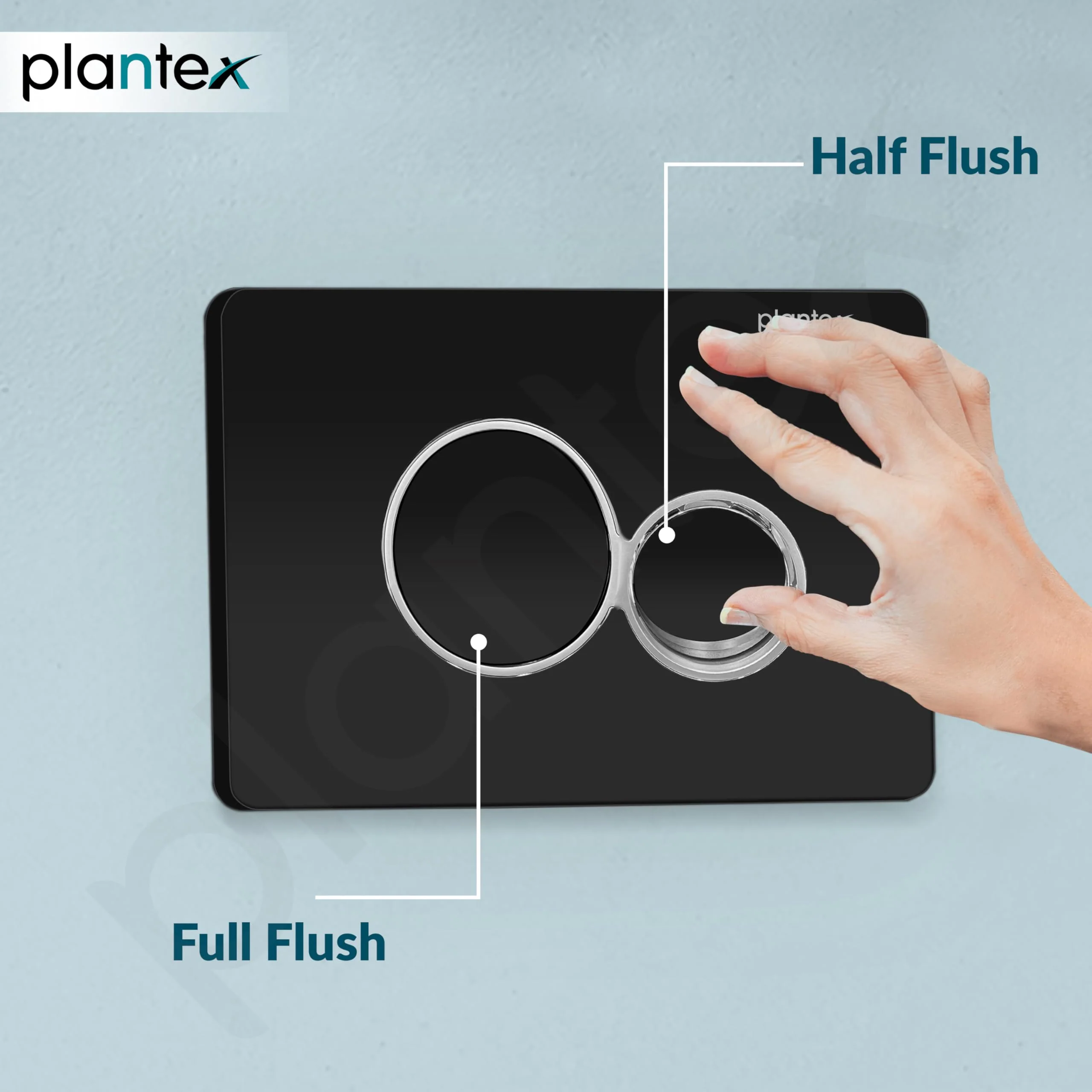 Plantex Flush -Plate/Push Plate for Toilet/Mechanical Dual-Flush Plate/Water Saving Technology - Pack of 1 (4511, Black) - Image 4