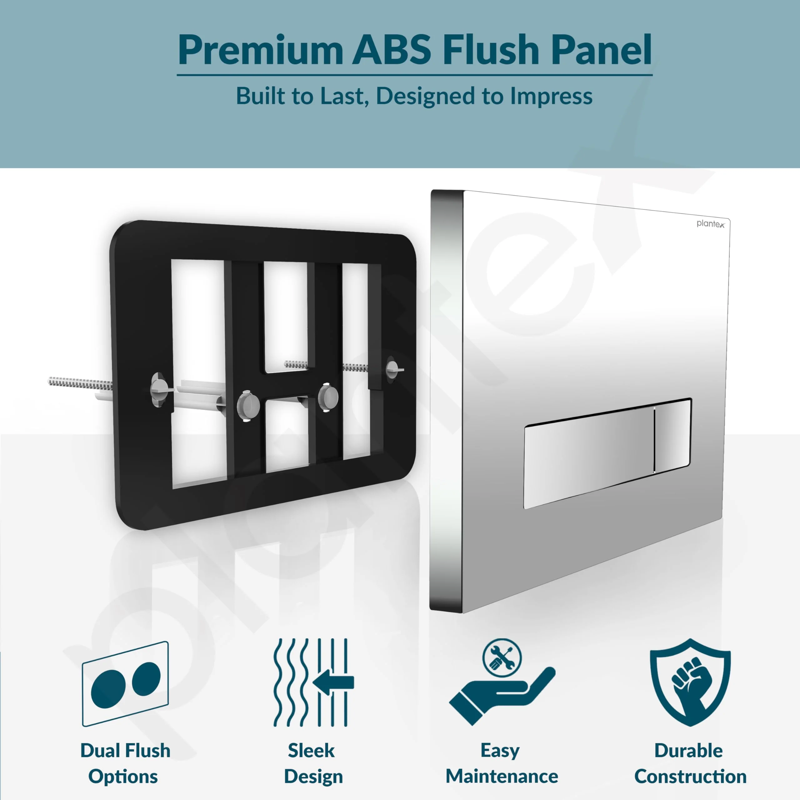 Plantex Push-Plate/Flush Plate for Toilet/Mechanical Dual-Flush Plate/Water Saving Technology - Pack of 1 (4519, Chrome) - Image 5