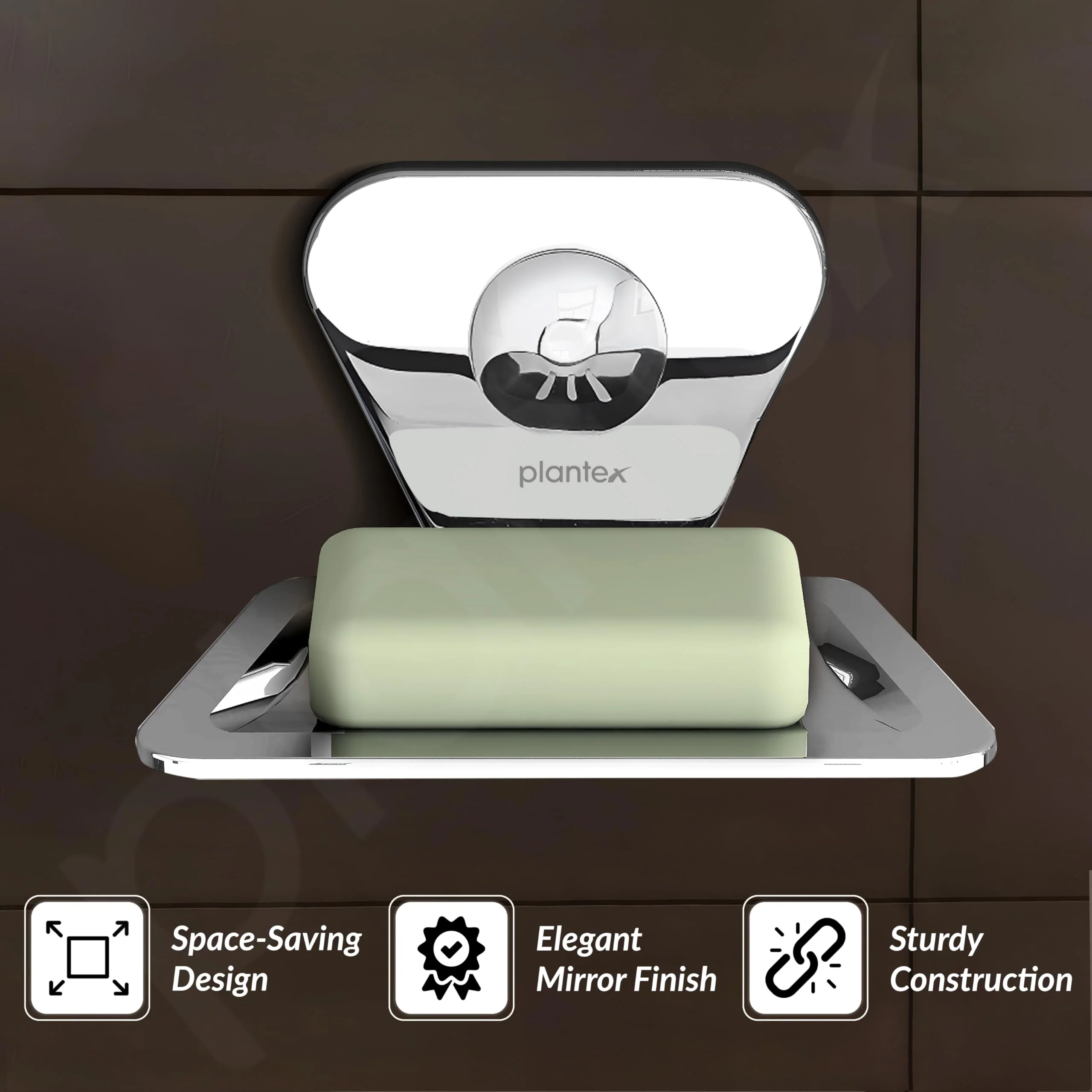 Plantex Pyramid Stainless Steel Soap Dish/Soap Stand/Bathroom Soap Holder/Soap Case Bathroom Accessories (Chrome) - Image 2