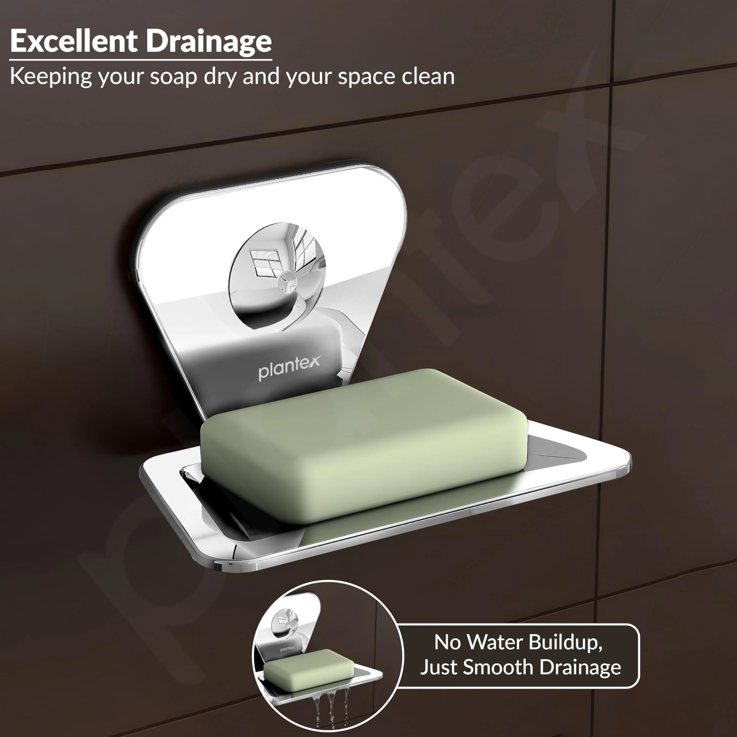Plantex Pyramid Stainless Steel Soap Dish/Soap Stand/Bathroom Soap Holder/Soap Case Bathroom Accessories (Chrome) - Image 6
