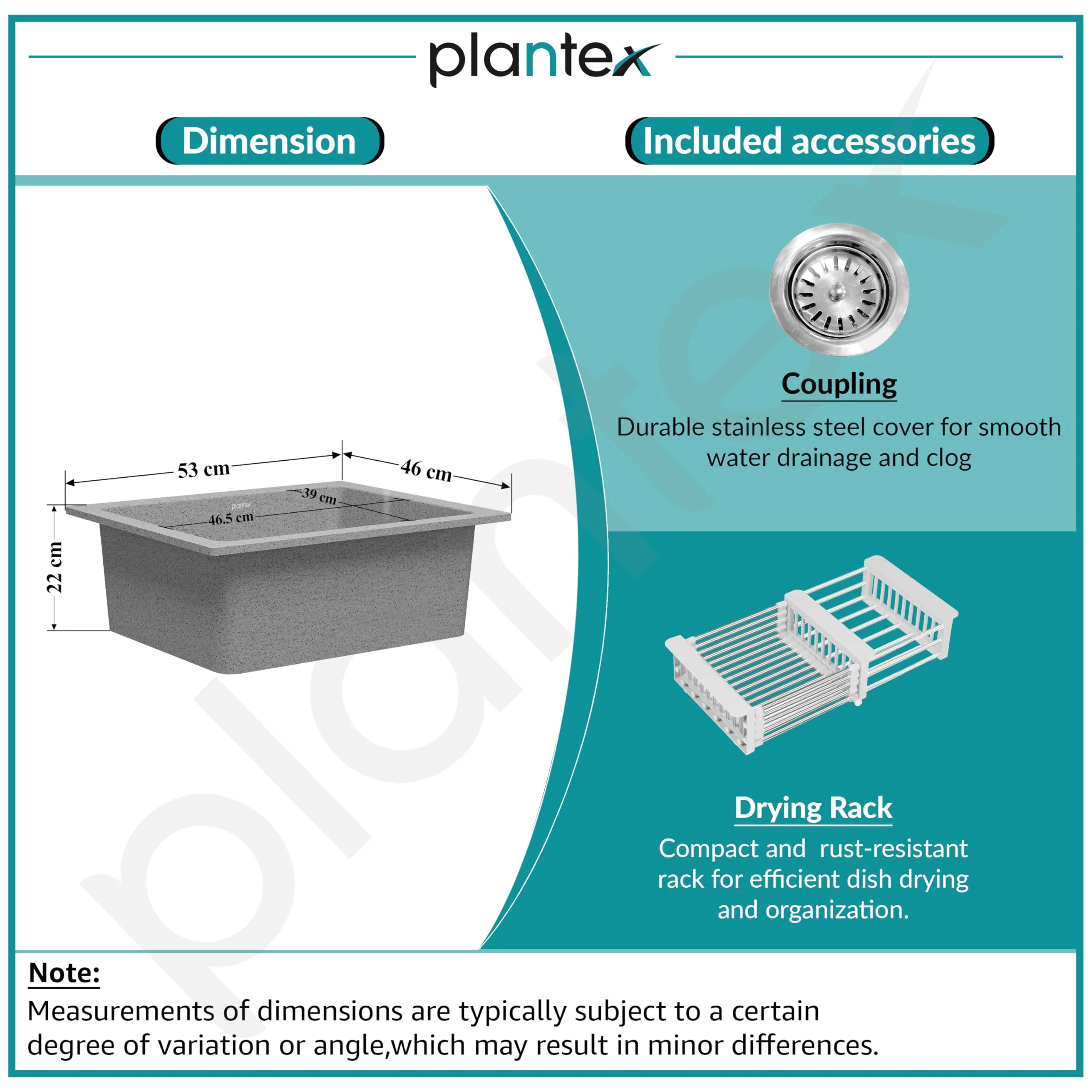 Plantex Quartz Acrylic Kitchen Sink/Undermount Sink for Kitchen with 10 Years Warranty by Plantex/Granite Single Bowl Kitchen Sinks with Coupling (Brun 21x18 Inches) - Image 5