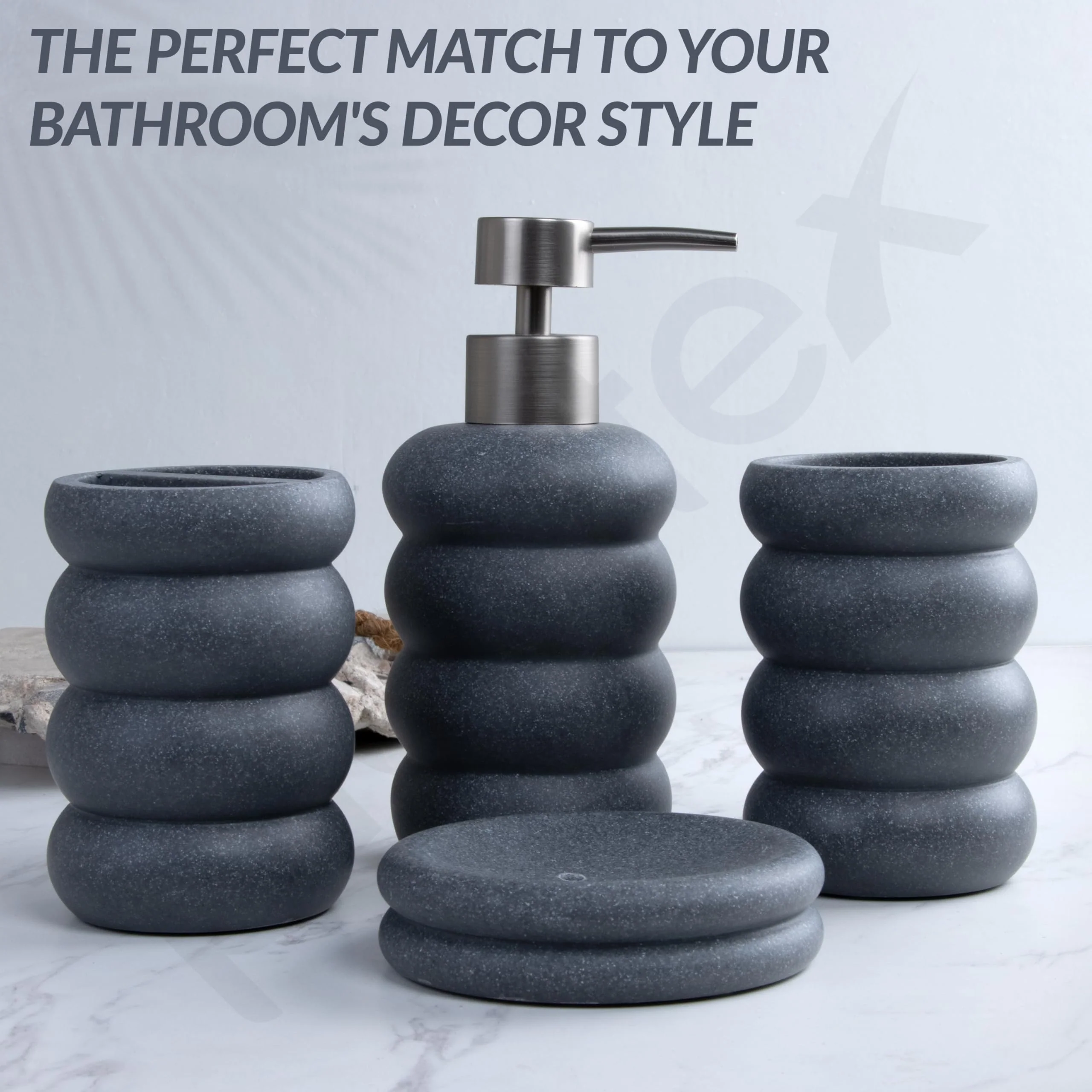 Plantex Resin Bathroom Accessories Set/Soap Holder for Bathroom/Toothbrush Holder/Tumbler Holder/LiquidsSoap Dispenser - 4 Piece(Grey, XY-PS-001) - Image 7