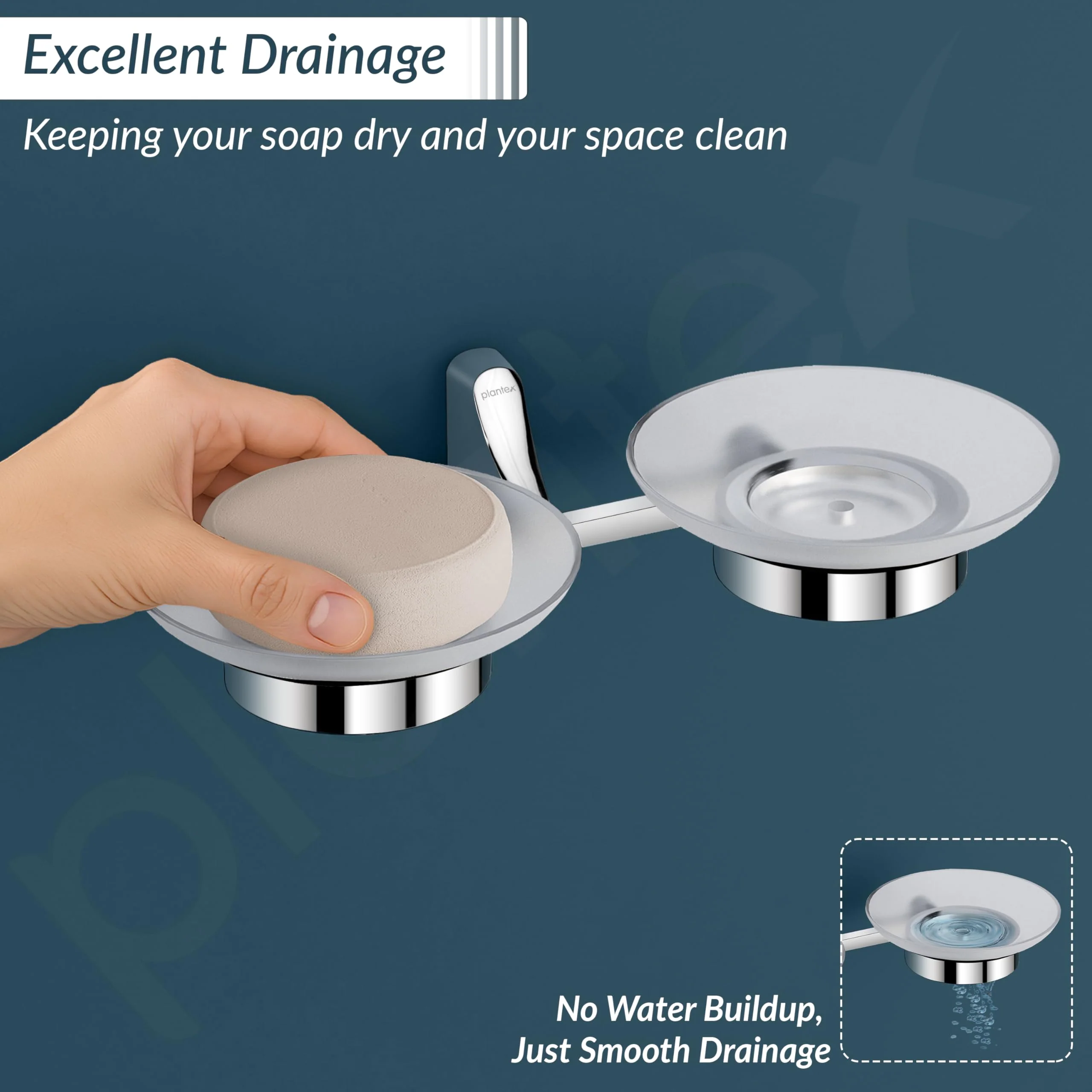 Plantex Rich Brass Unique Dual Soap Dish for Bathroom/Wall Mounted Soap Holder/Soap Stand/Bathroom Accessories (Chrome) - Image 7