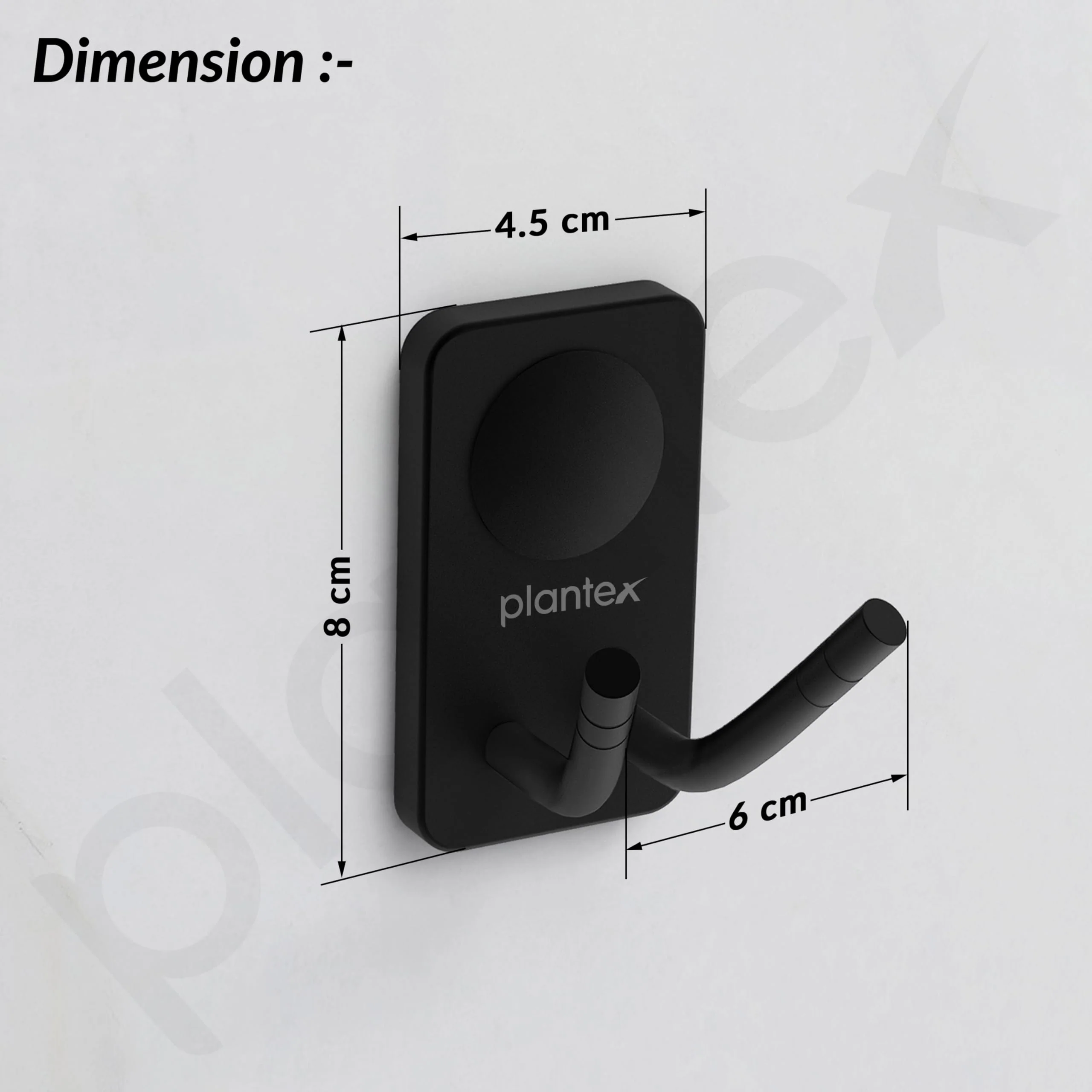 Plantex Robe Hook/Hanging Hooks for Bathroom/Wall Hooks for Hanging Clothes/Hooks for Wall/Bathroom Accessories - Pack of 1 (Black, 574) - Image 2
