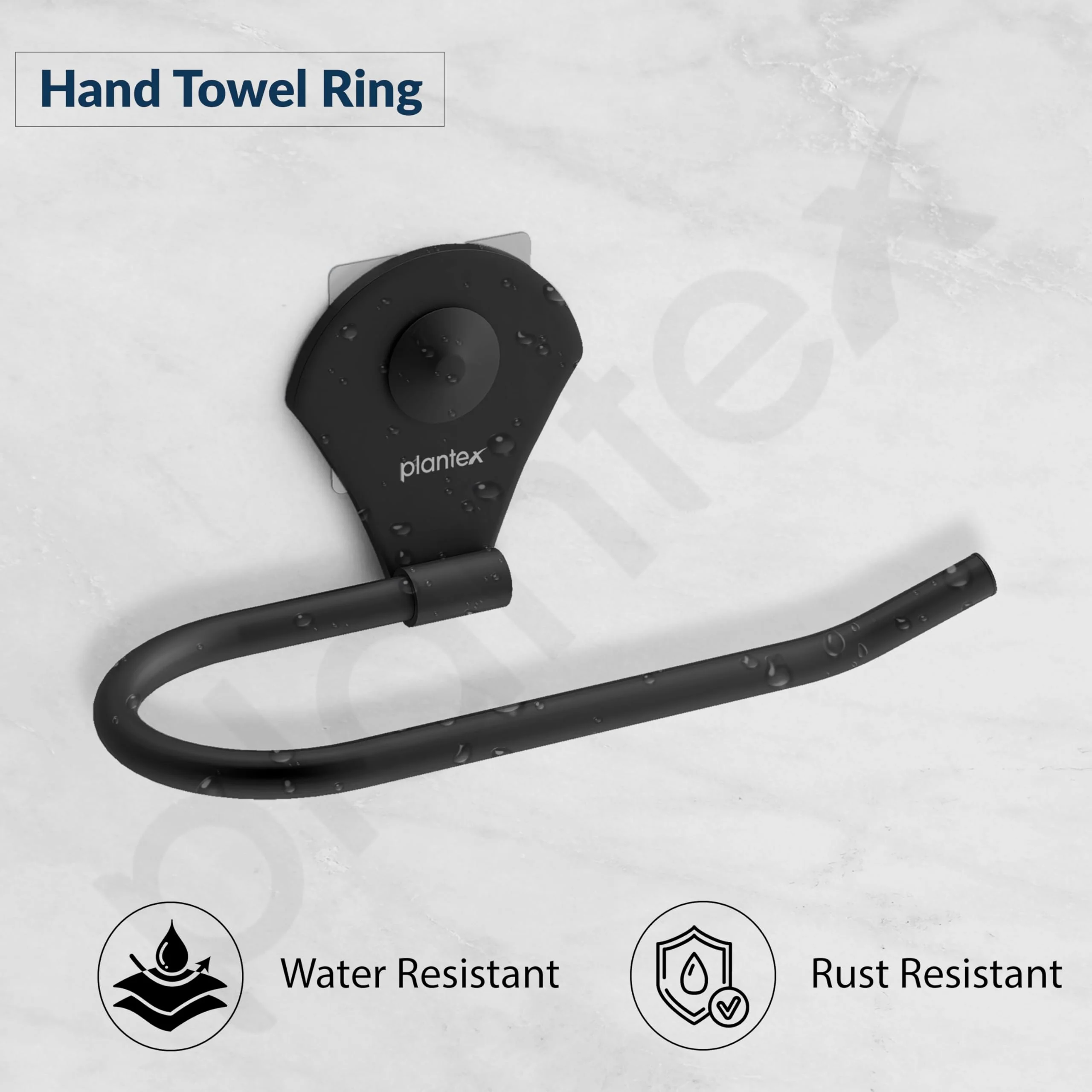Plantex Royal Self Adhesive Stainless Steel Napkin Ring/Towel Ring/Napkin Holder/Bathroom Accessories (Black, Powder Coated) - Image 5
