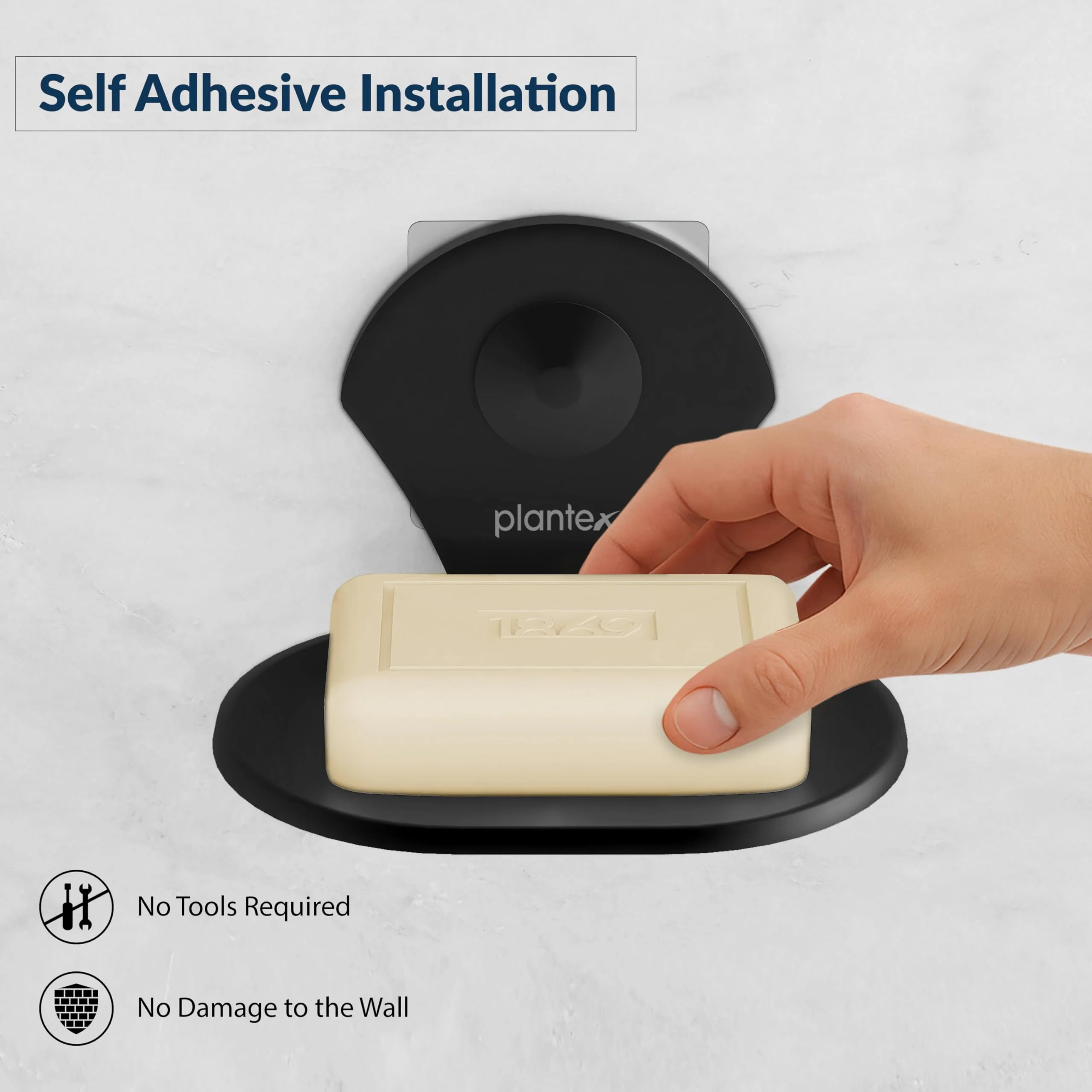 Plantex Royal Self Adhesive Stainless Steel Soap Holder for Bathroom/Soap Dish/Soap Stand/Bathroom Accessories - (Black) - Image 7