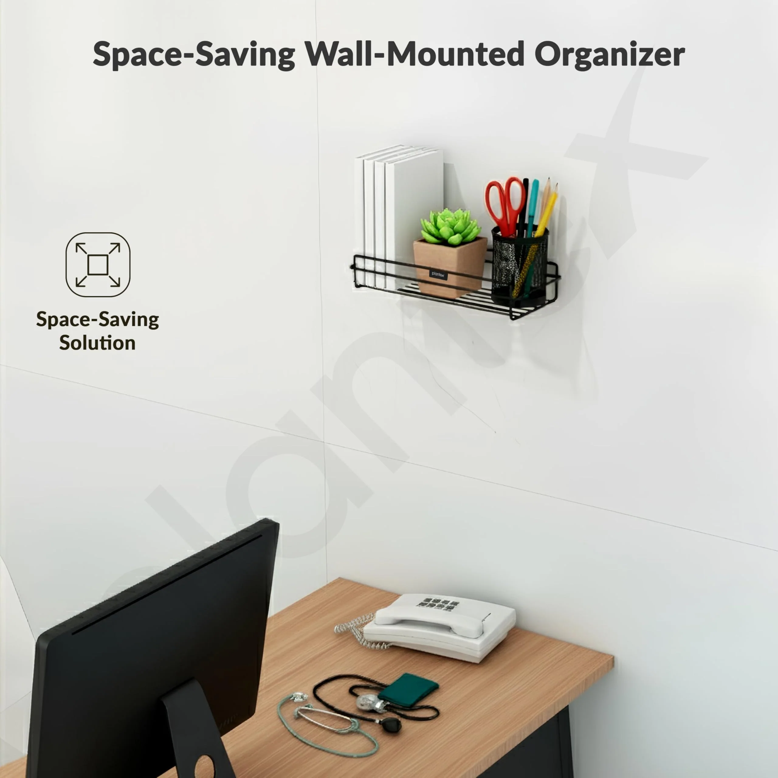 Plantex Self Adhesive Bathroom Shelf Rack/Bathroom Organiser Without Drill//GI-Steel Shelf for Kitchen with Magic Stickers/Bathrooms Accessories- (12x5 inches,Black) - Image 6