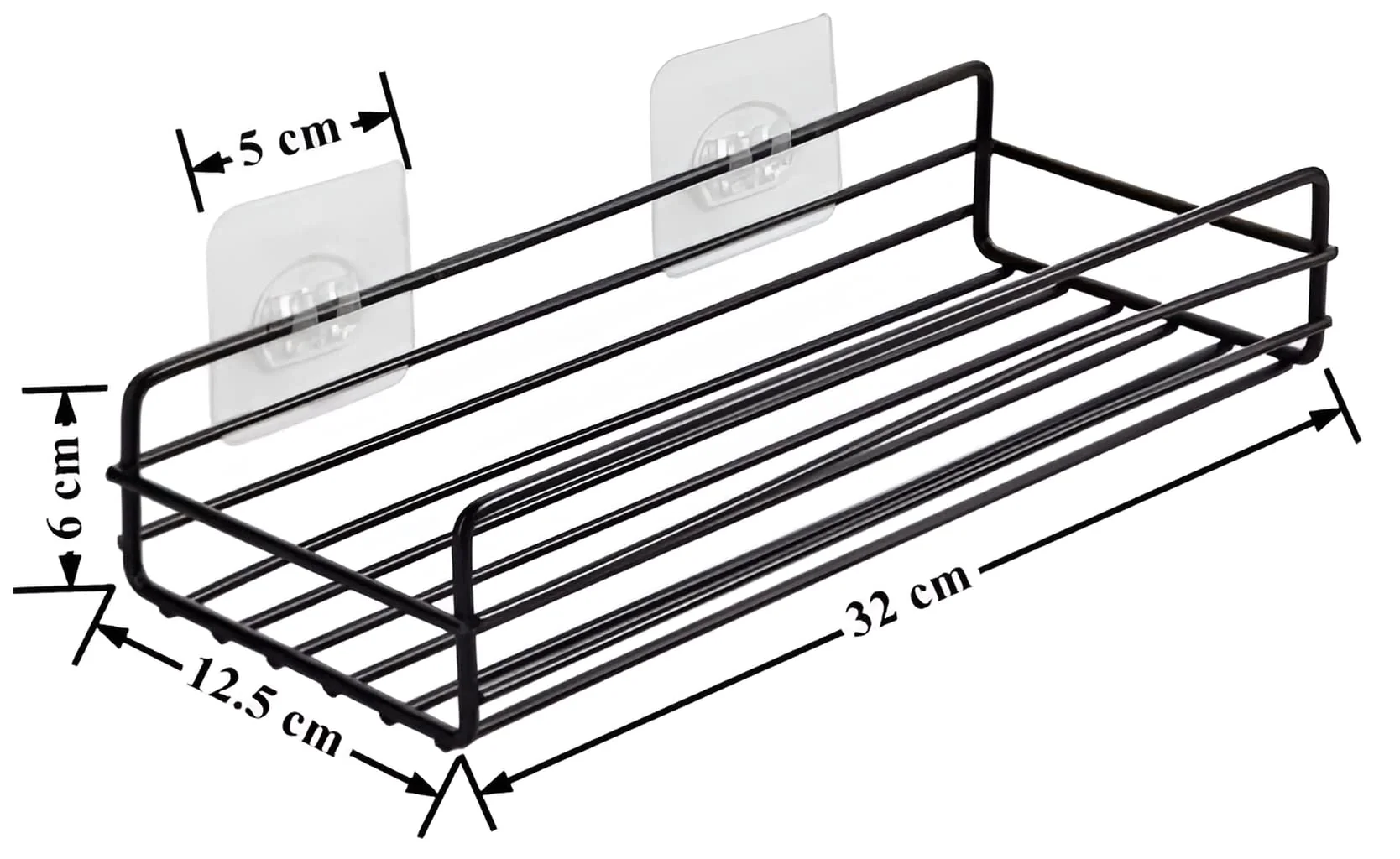 Plantex Self Adhesive Bathroom Shelf Rack/Bathroom Organiser Without Drill//GI-Steel Shelf for Kitchen with Magic Stickers/Bathrooms Accessories - Pack of 2 (12x5 Inches, Black) - Image 4
