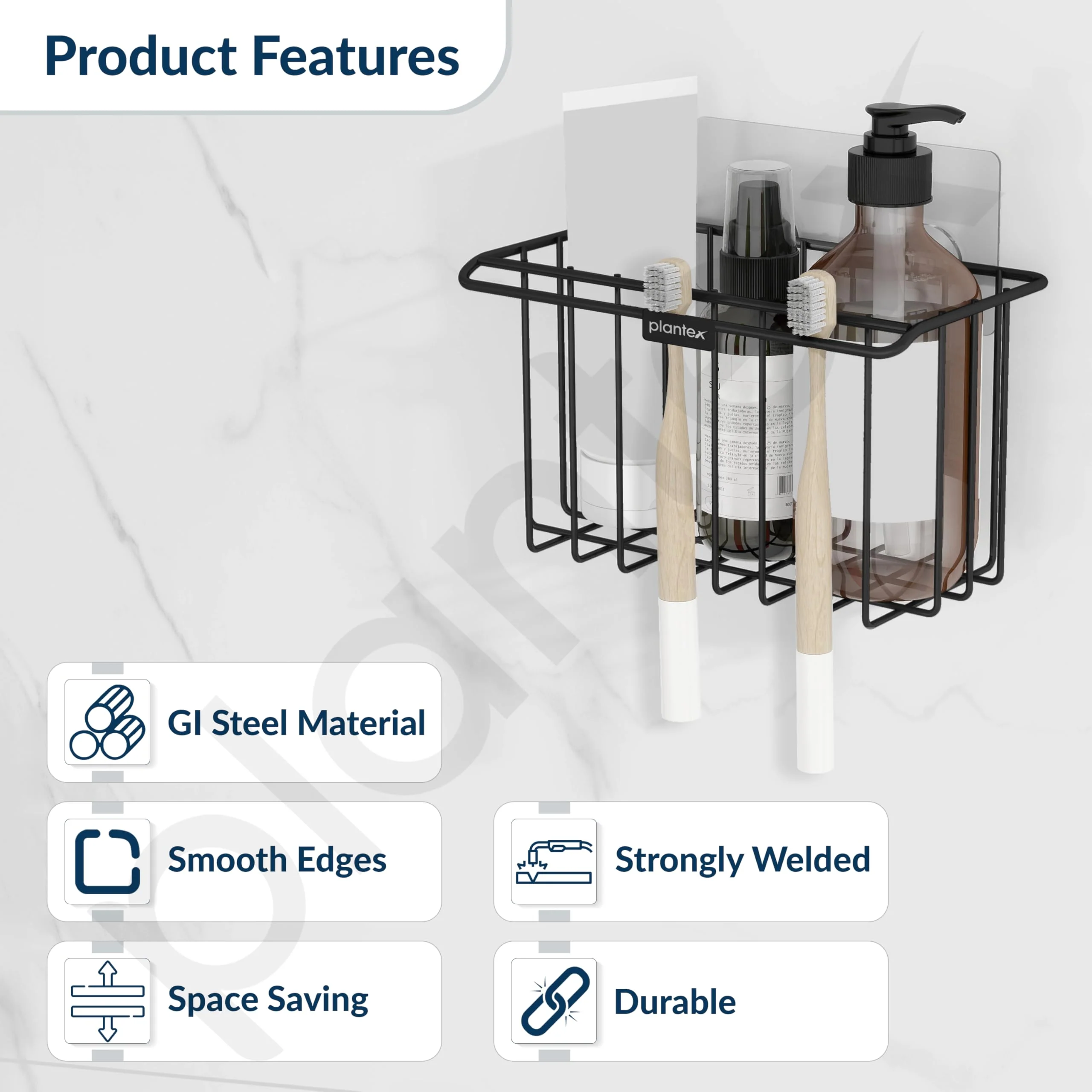 Plantex Self Adhesive Shelf/Wall Mounted Storage Shelf/Rack/Toothbrush Holder with Kitchen Napkin Holder/Shelf for Bathroom - Image 2
