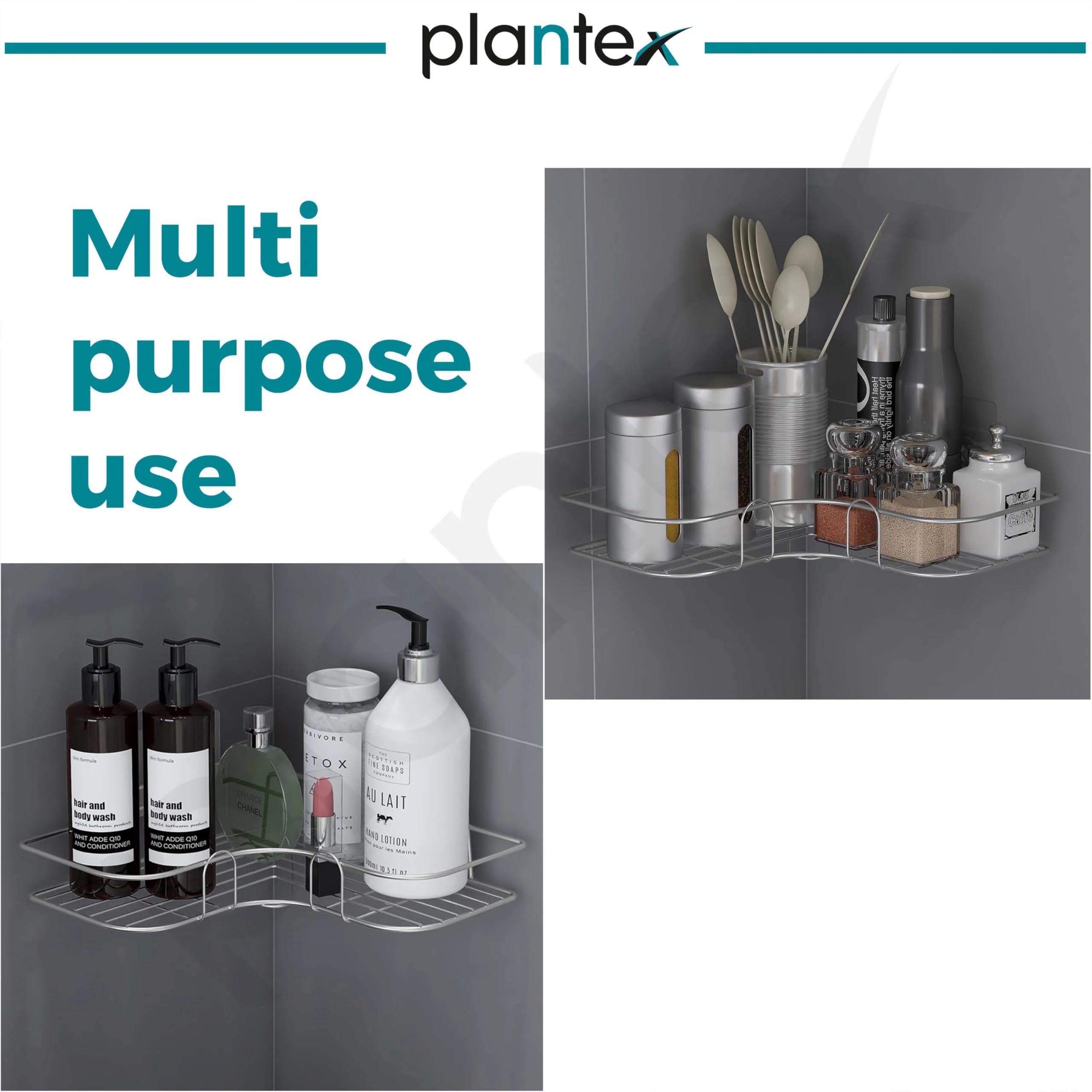 Plantex Self Adhesive Stainless Steel Bathroom Shelf for Wall/No Drill Corner Shelves for Bathroom Organiser/Wall Mounted Shelves Without Drill/Corner Shelf & Rack for Kitchen-(Chrome, Pack of 3) - Image 5