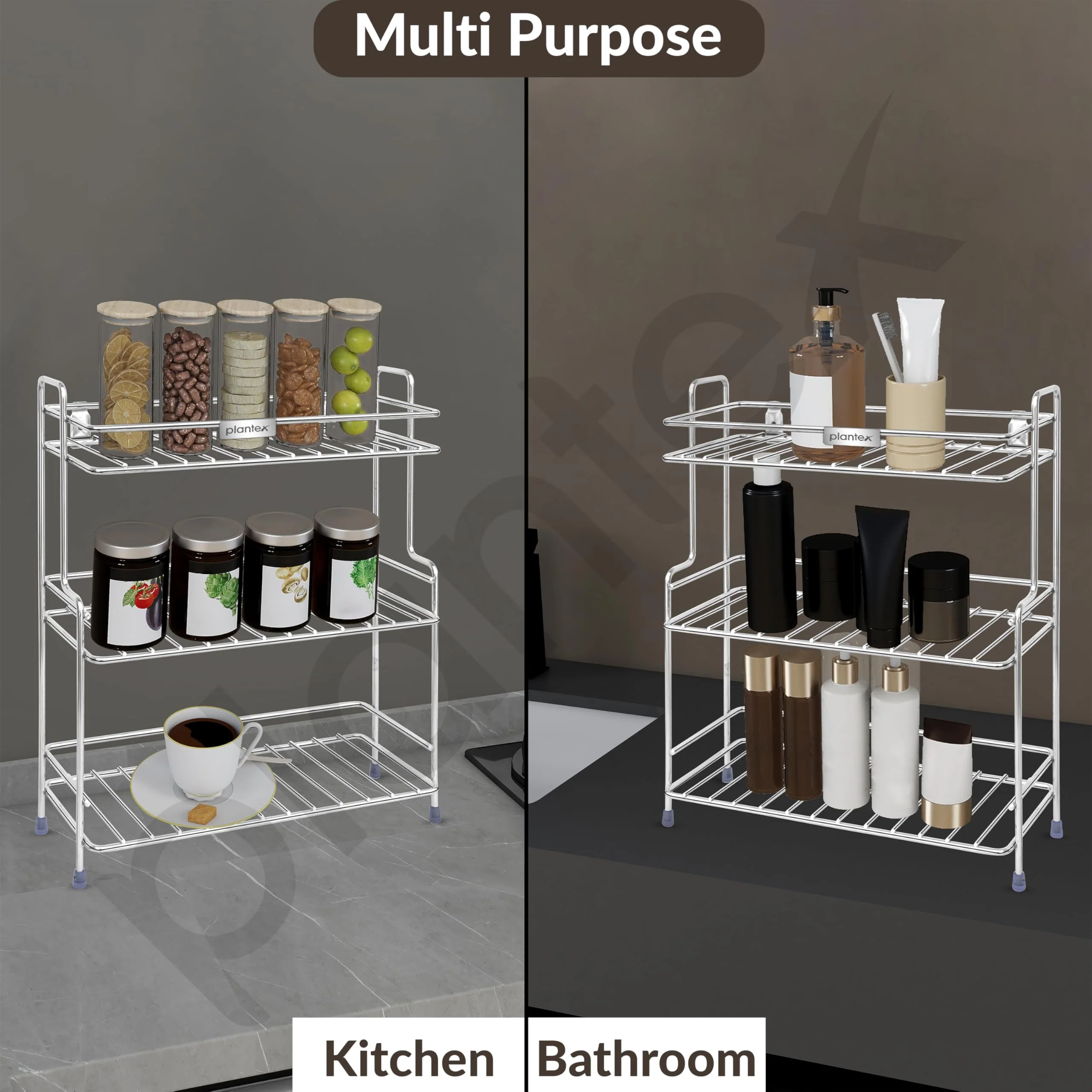 Plantex Self Adhesive Stainless Steel Bathroom Shelf/Multipurpose Organizer/Kitchen Rack and Shelf/Bathroom Stand (Chrome-Silver) - Image 7