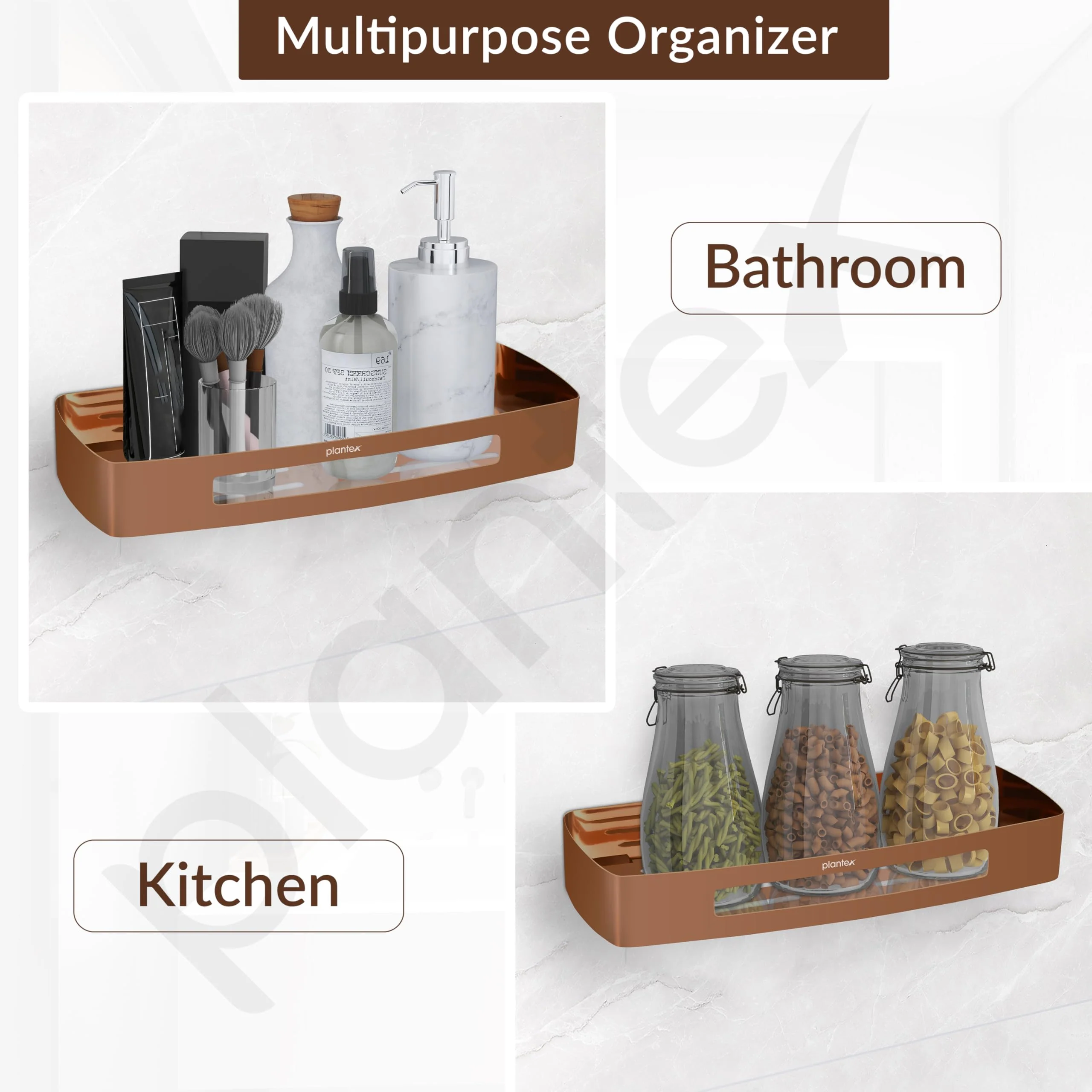 Plantex Shelf for Bathroom/Stainless Steel Multipurpose Shelf/Spice Organizer for Kitchen - Pack of 1 (12 x 5 Inch, Rose Gold) - Image 3
