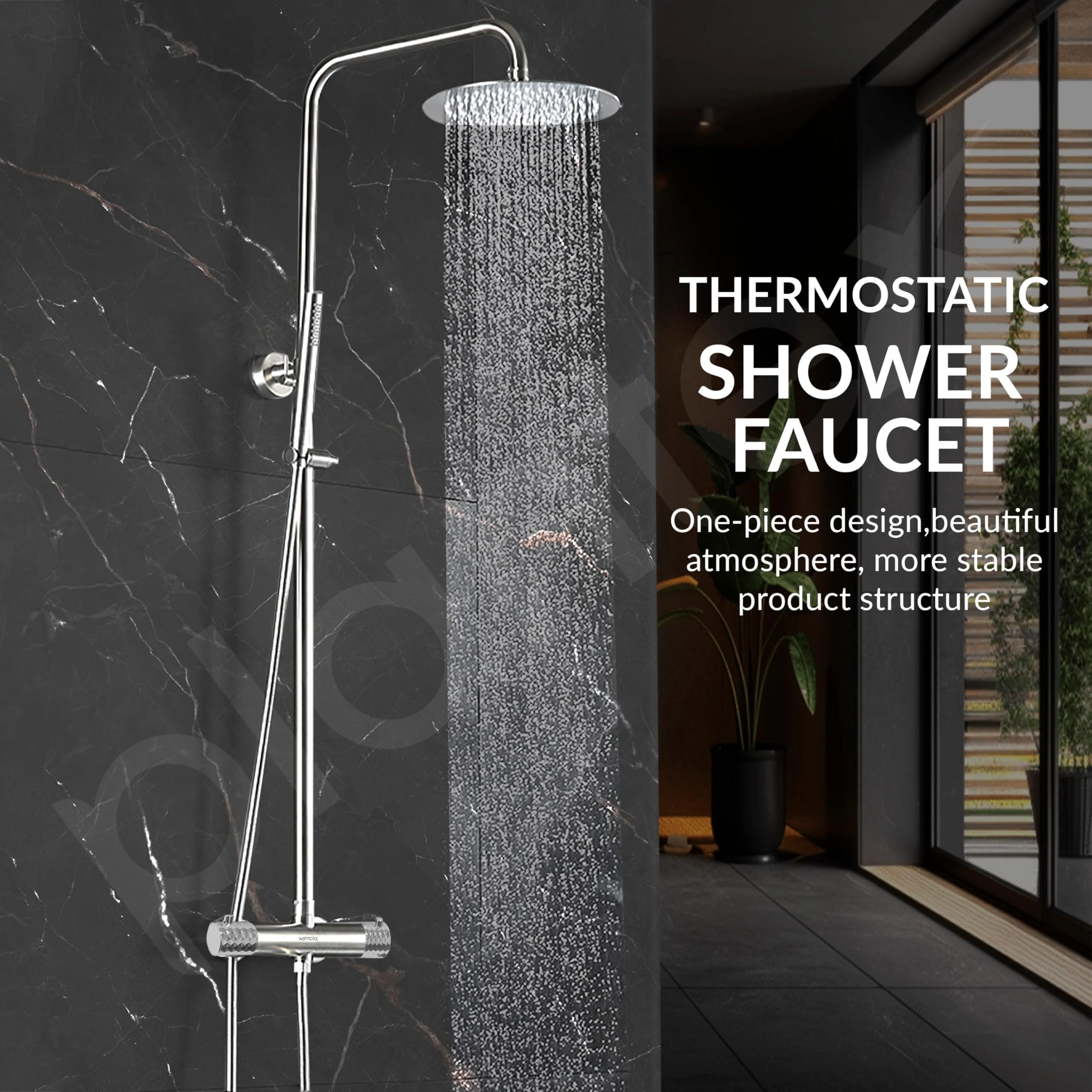 Plantex Shower Panel for Bathroom/Full Set with Head and Hand Shower with Adjustable Clamp and 304 Stainless Steel Hose Pipe - (Chrome) - Image 2