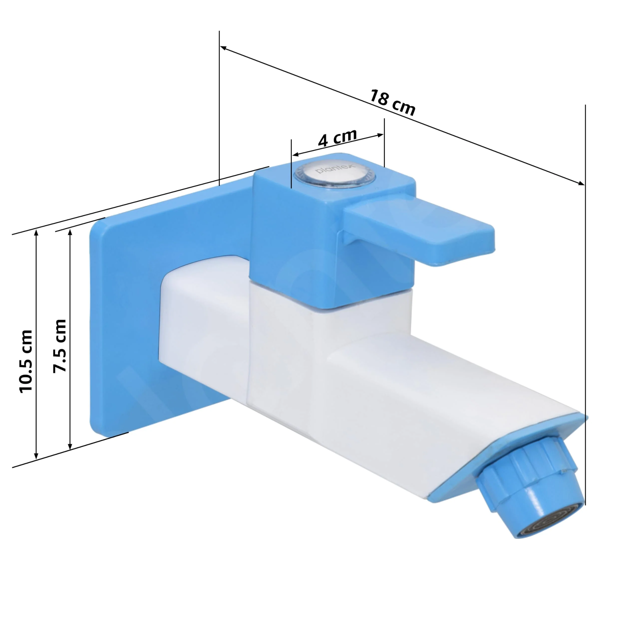 Plantex Single Lever Bib Cock for Bathroom/PTMT Kitchen Sink Tap/Basin Faucet with Plastic Wall Flange - Long Body (Blue & White) - Image 3