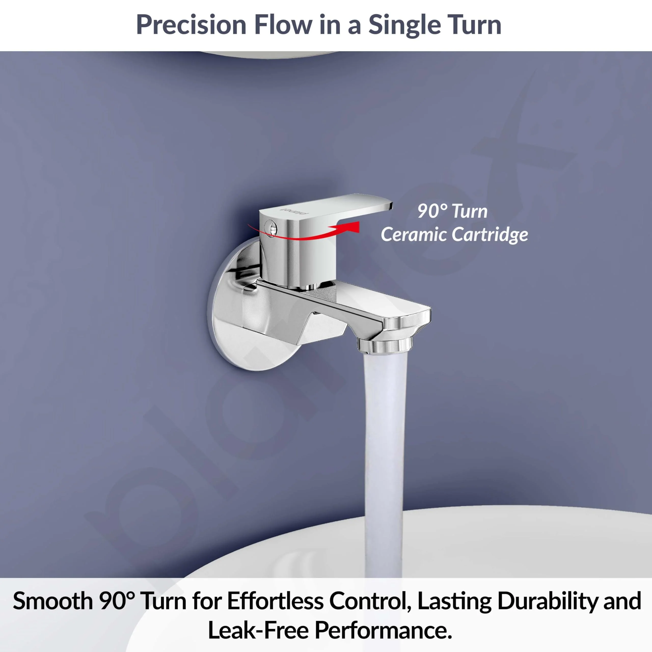 Plantex Single Lever Water Tap for Bathroom with Water-Saving Aerator/Wall Mount Bib Cock with Wall Flange and Teflon Tape/Brass Spindle Bib Tap for Home (Saga-1291-Chrome) - Image 5