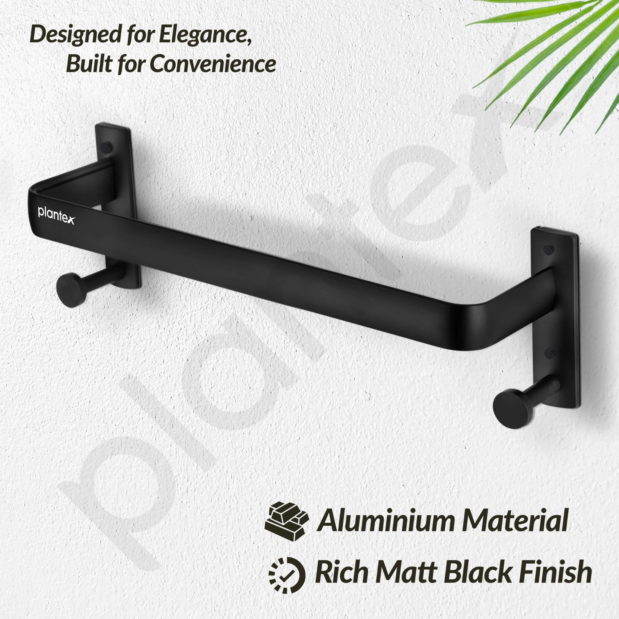 Plantex Single Towel Rod for Bathroom/Cloth Hanger for Wall/Towel Holder/9 Inch Towel Bar/Bathroom Accessories (1511, Black) - Image 4