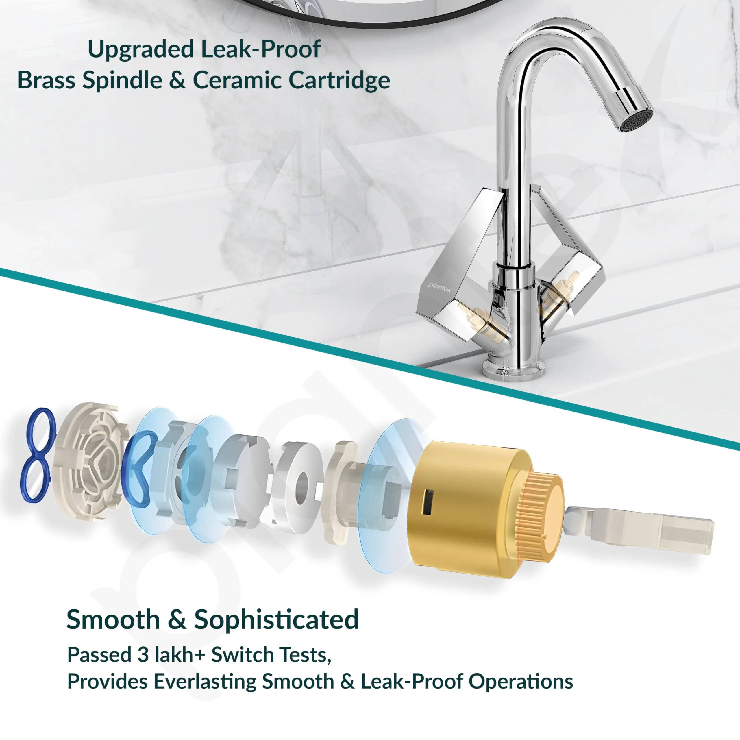 Plantex Sink Tap for Kitchen Basin with Teflon Tape/Kitchen Mixer Tap with 360° Swivel Spout/Hot and Cold Mixer (Celesiya-1240-Chrome) - Image 5
