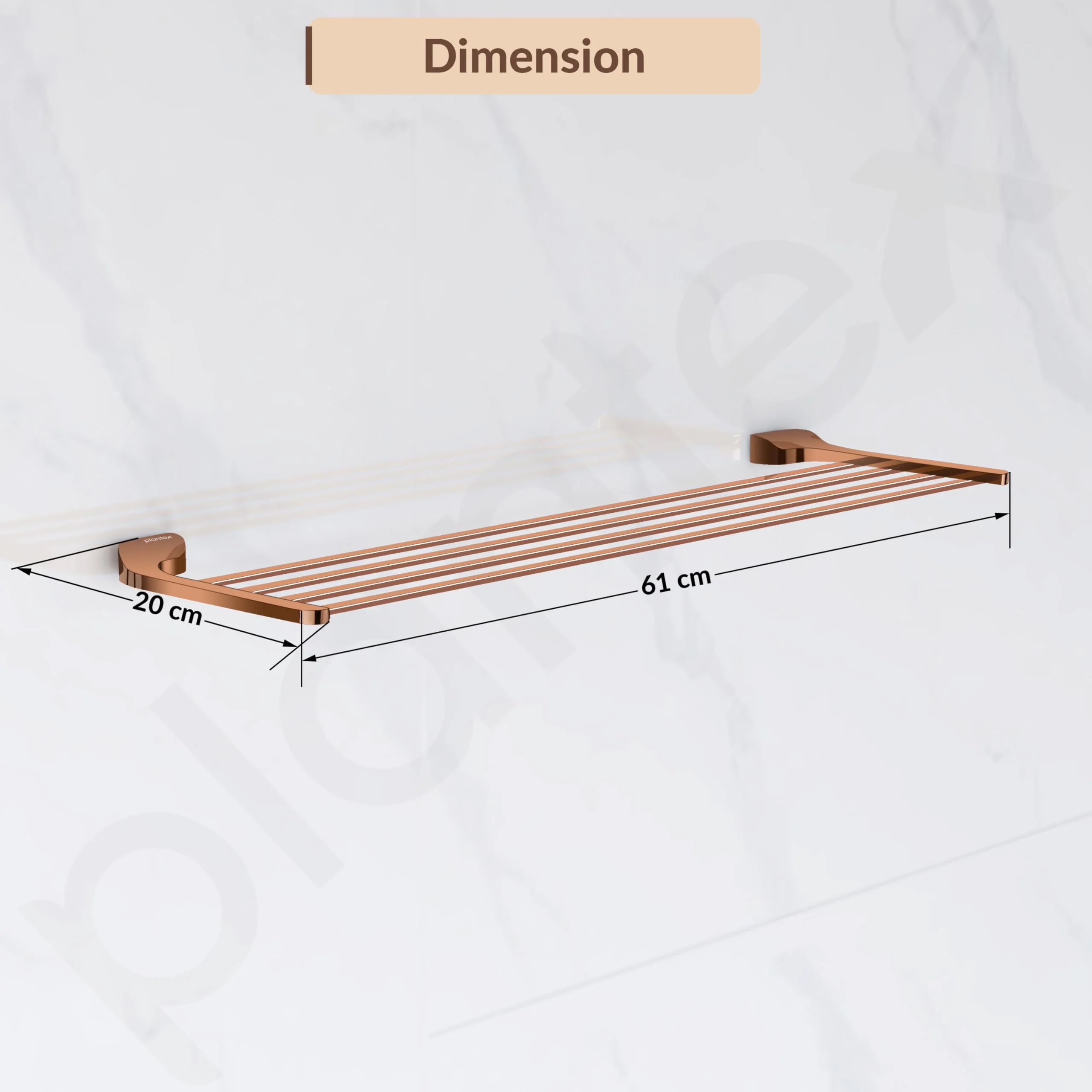 Plantex Smero Pure Brass 24 inch Towel Rack for Bathroom/Towel Stand/Hanger/Towel Holder/Towel Bar/Bathroom Accessories - Smart (PVD Rose Gold) - Image 5