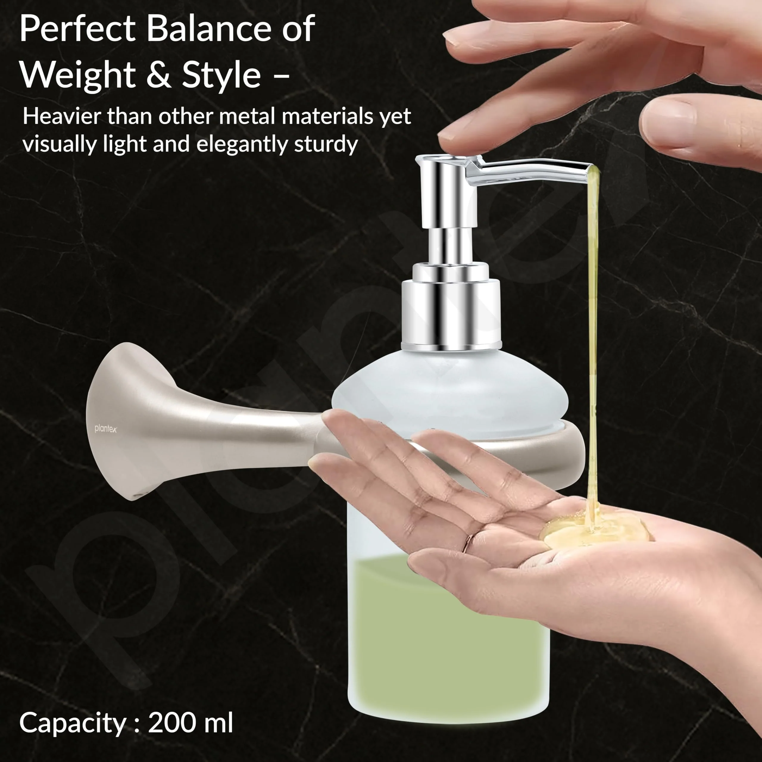 Plantex Smero Pure Brass Handwash Holder for Wash Basin/Liquid Soap Dispenser/Shampoo Dispenser - Effect (Satin Matt) - Image 7
