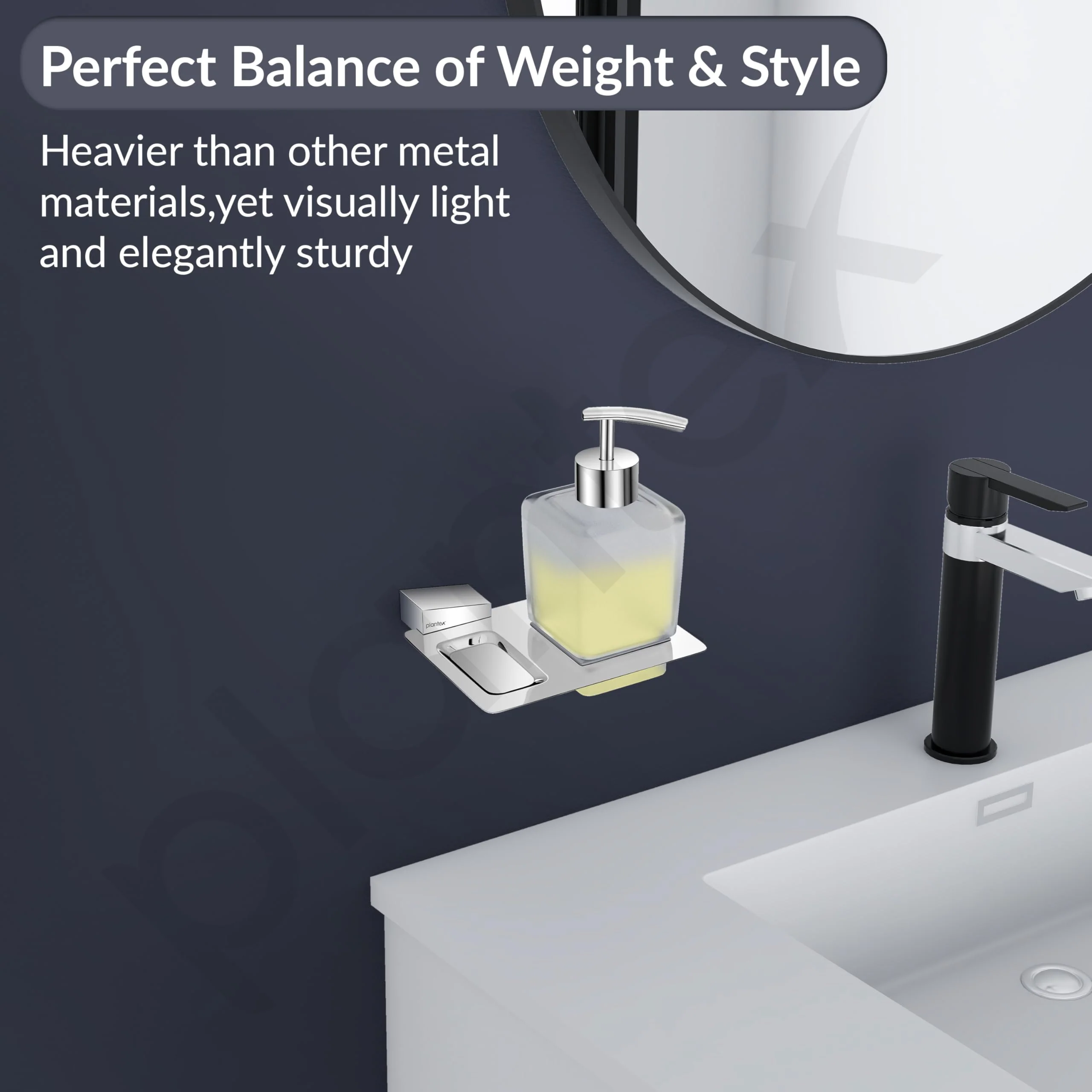 Plantex Smero Pure Brass Made Hand Wash Holder for Wash Basin/Liquid Soap Dispenser/Shampoo Dispenser - Arrete (Chrome) - Image 7
