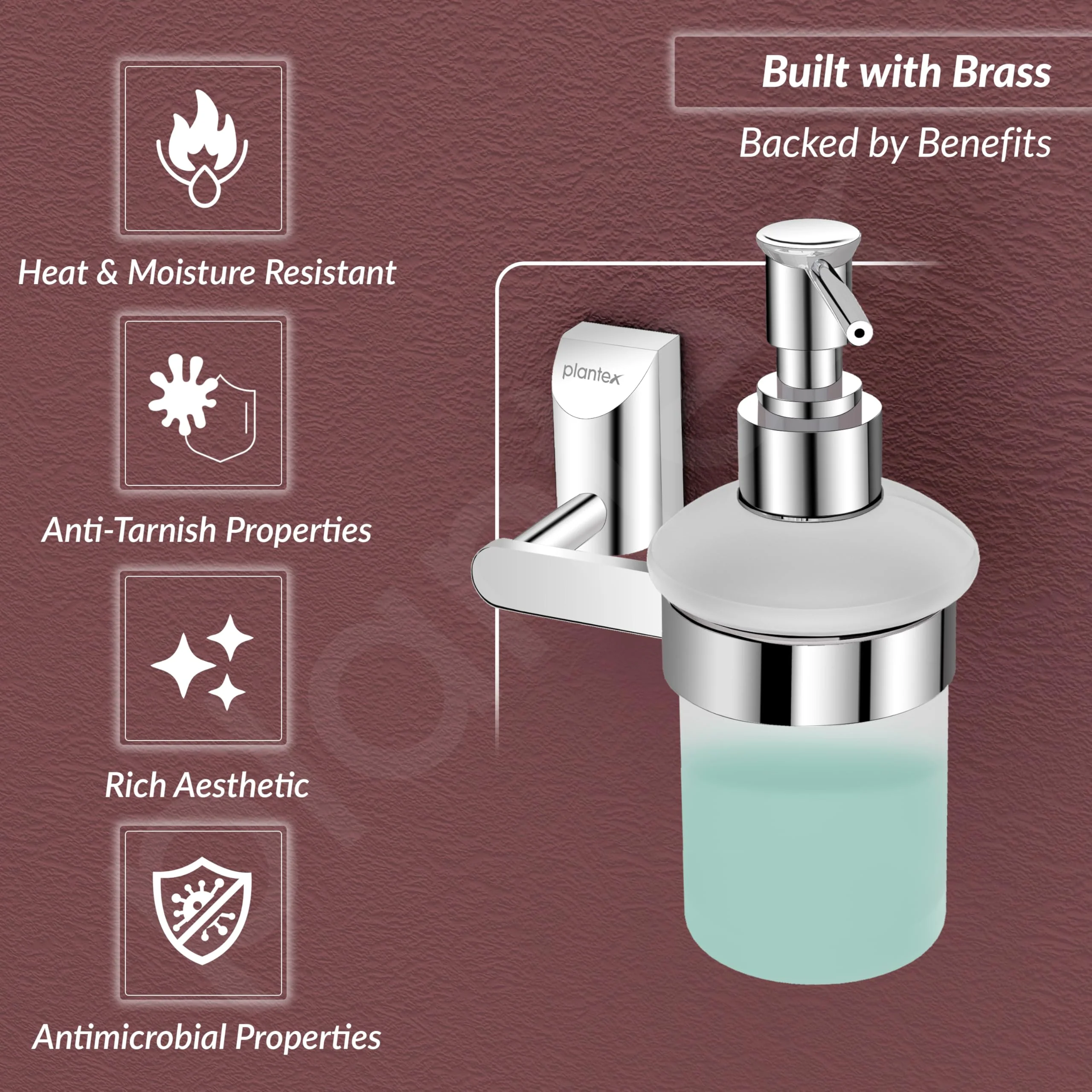 Plantex Smero Pure Brass Made Hand Wash Holder for Wash Basin/Liquid Soap Dispenser/Shampoo Dispenser - Superb (Chrome) - Image 6