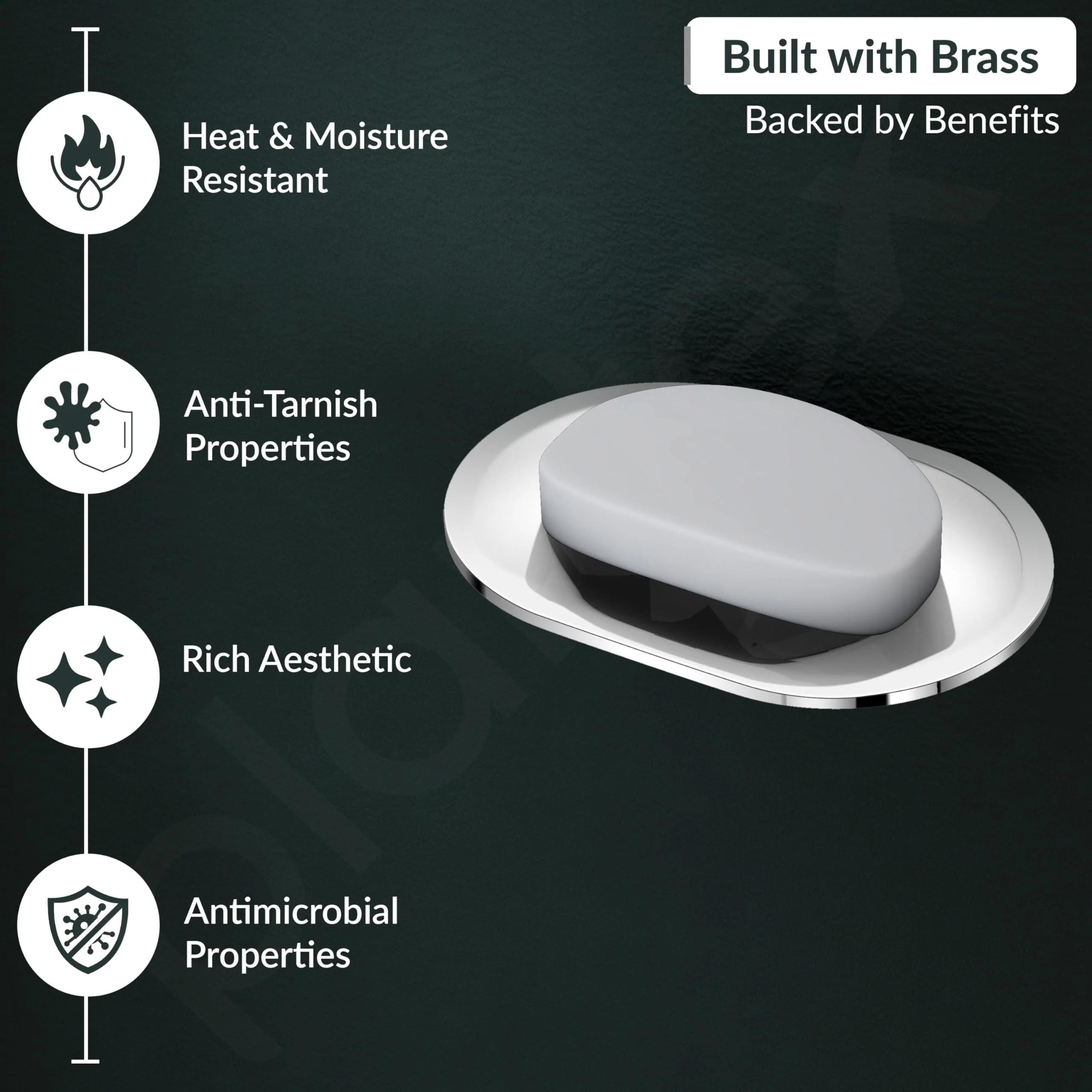 Plantex Smero Pure Brass Soap Dish for Bathroom/Wall Mounted Soap Holder/Soap Stand/Bathroom Accessories - Aqua(Chrome) - Image 4