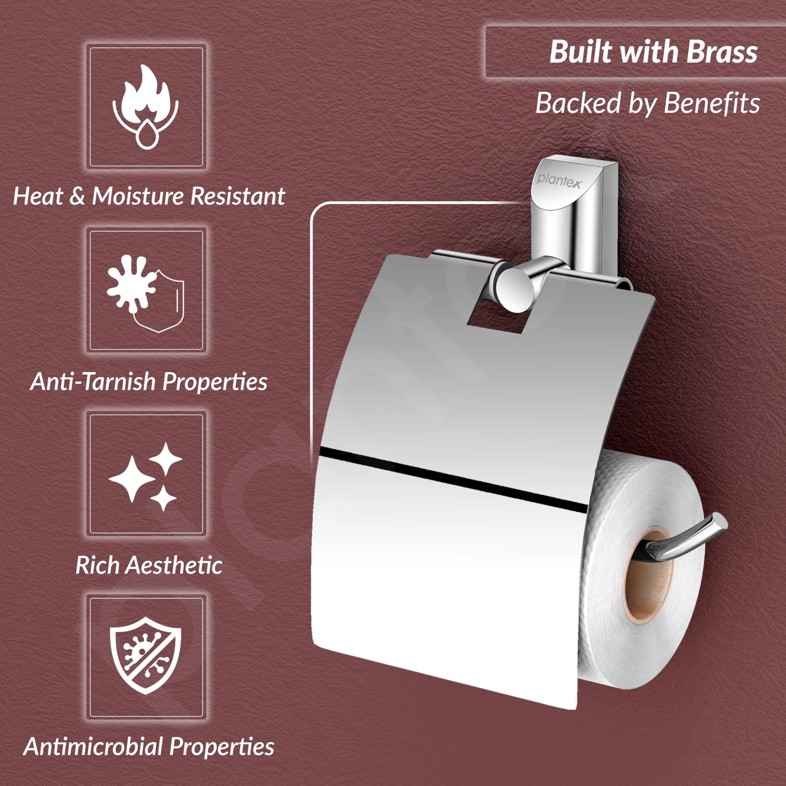 Plantex Smero Pure Brass Toilet Paper Holder/Tissue Paper Stand for Washroom/Bathroom - Superb (Chrome) - Image 6
