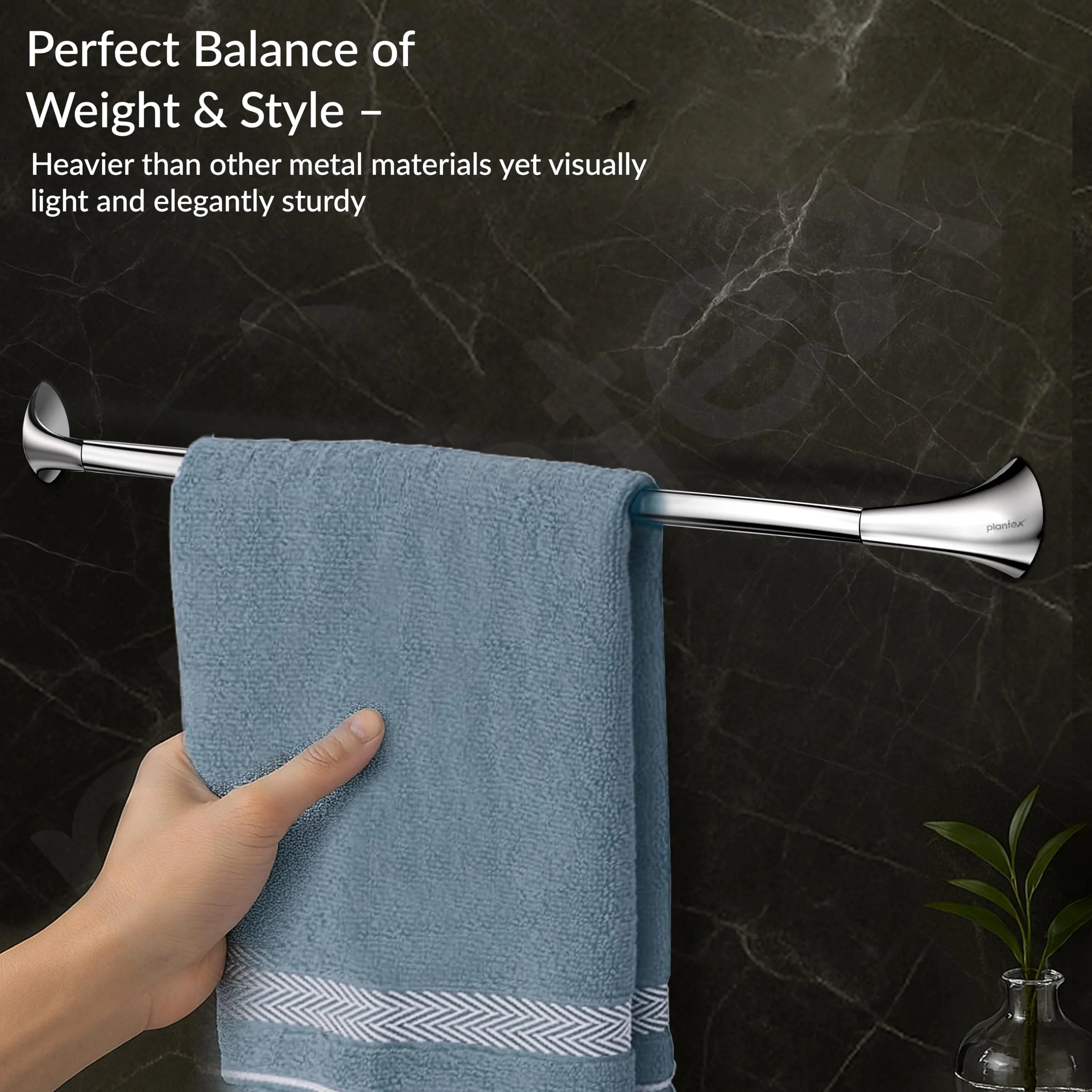 Plantex Smero Pure Brass Towel Hanger for Bathroom/Single Towel Rod/Towel Bar/Bathroom Accessories - Craft (24 Inch-Chrome) - Image 5