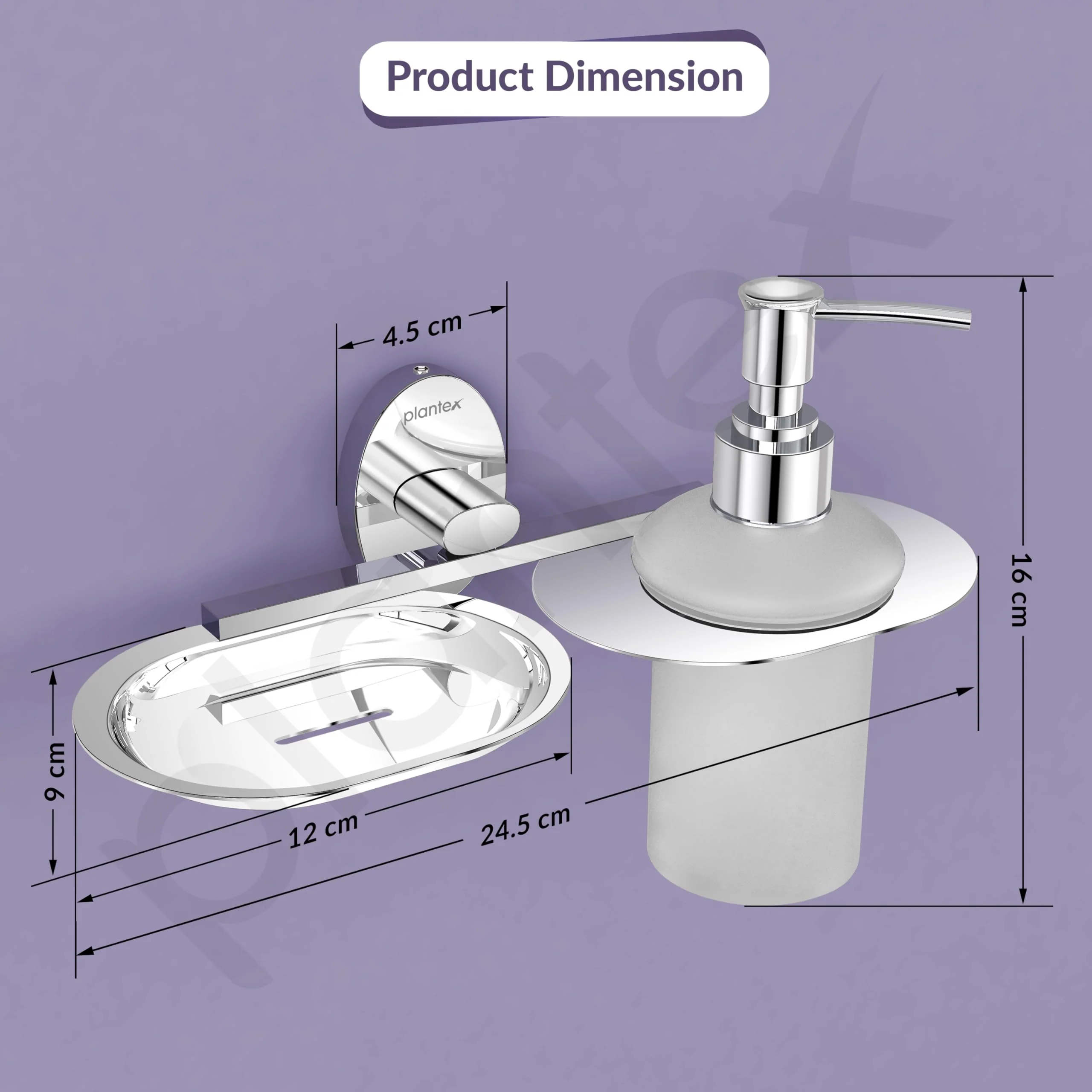 Plantex Soap Holder with Liquid Soap Dispenser/304 Grade Stainless Steel Soap Dish/Shampoo Dispenser/Soap Case/Handwash Dispenser/Bathroom Accessories - (Olive - Chrome) - Image 4