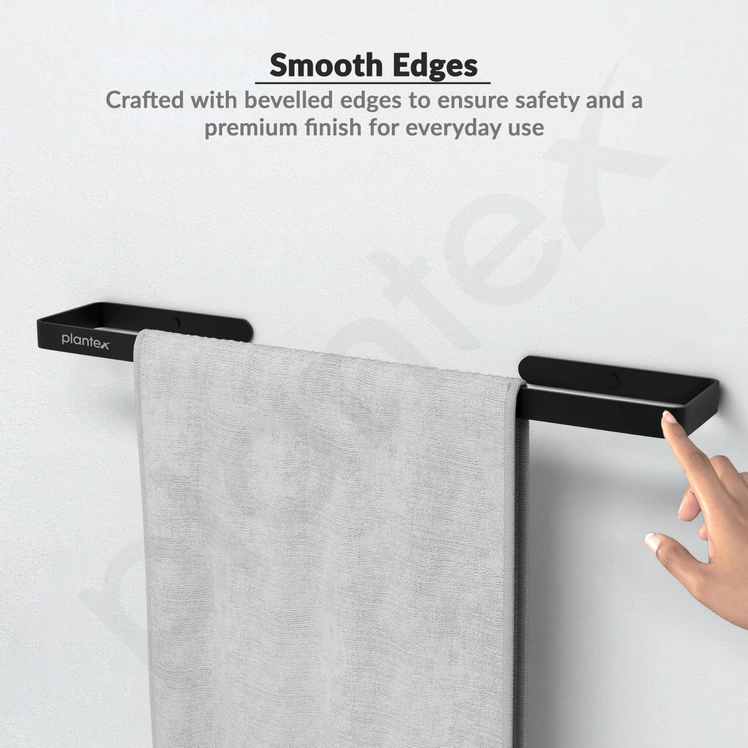 Plantex Space Aluminium Single Towel Rod/Towel Bar/Towel Holder/Towel Hanger for Bathroom/Bathroom Accessories (Black) – Pack of 1 - Image 7