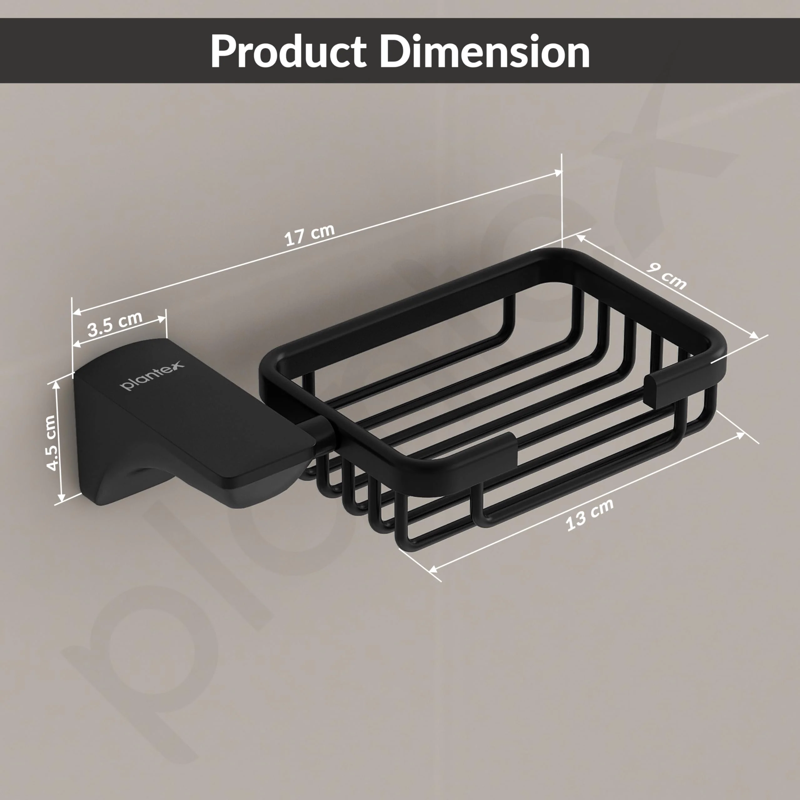 Plantex Space Aluminum Soap Dish/Soap Stand/Soap Holder/Bathroom Soap Holder/Bathroom Accessories (Black) - Image 4