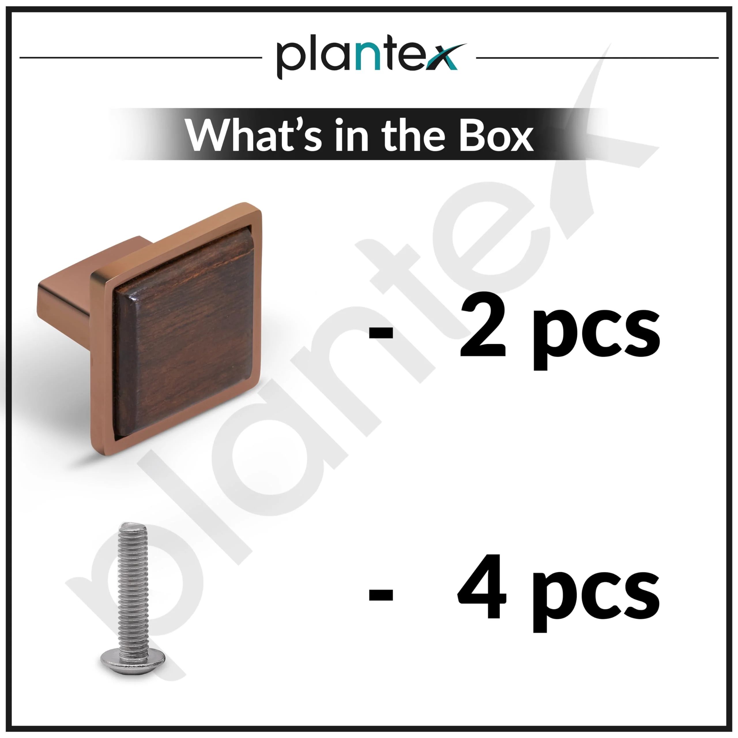 Plantex Square Drawer Pulls and Knobs - Pack of 2 (Rose Gold & Wood) for Kitchen Cabinet, Wardrobe - Image 5