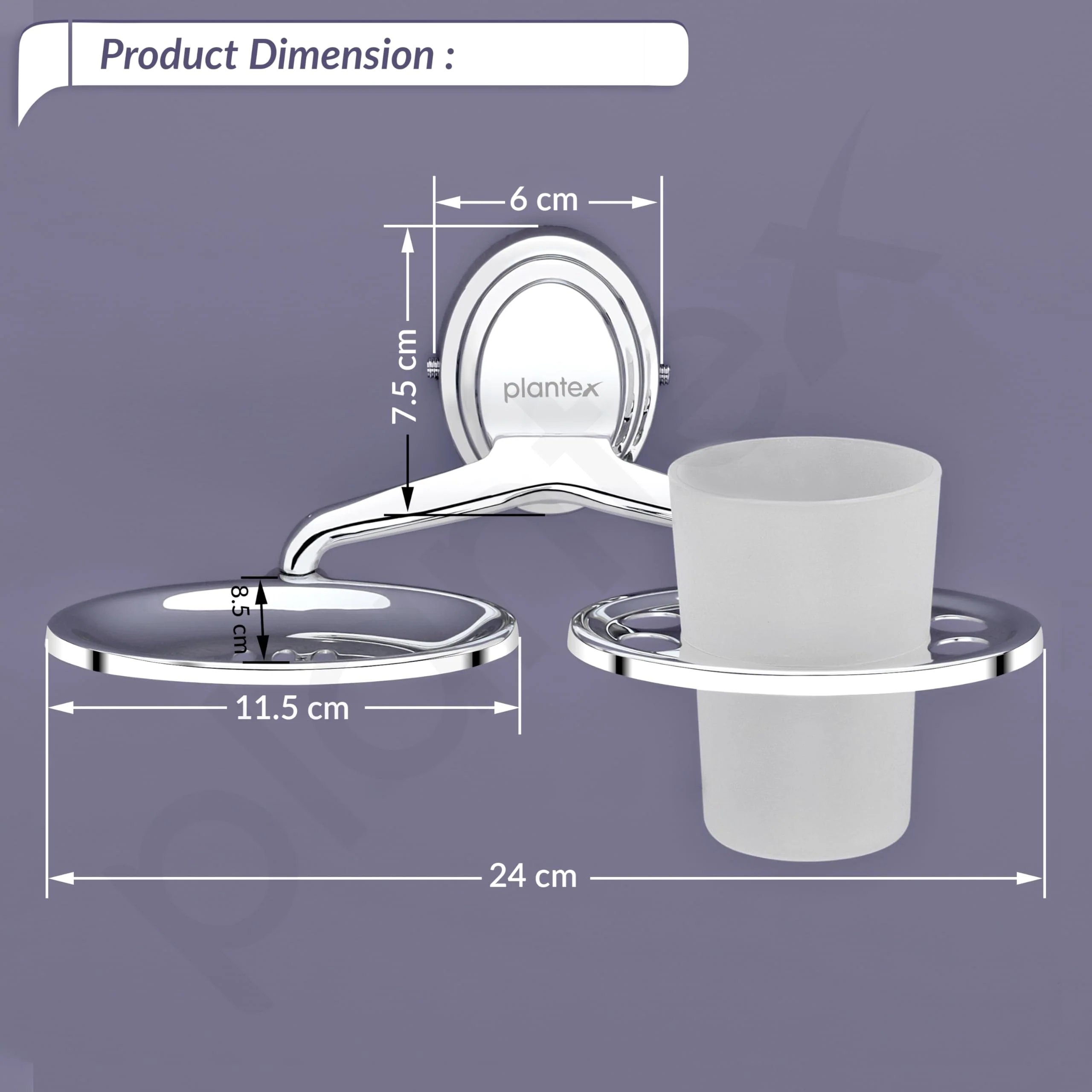 Plantex Stainless Steel 304 Grade 2 in1 Soap Dish with Tumbler Holder/Soap Stand/Tooth Brush Holder/Bathroom Accessories (Cubic - Chrome) - Image 4