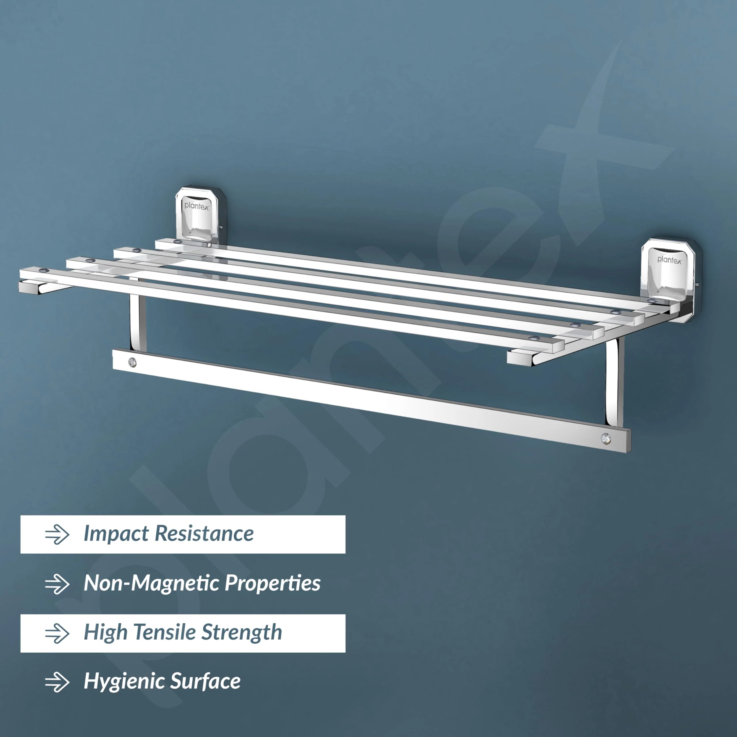 Plantex Stainless Steel 304 Grade Bathroom Towel Holder/Towel Rack/Cloth Hanger/Towel Bar/Bathroom Accessories (24-inch) Chrome - Image 2