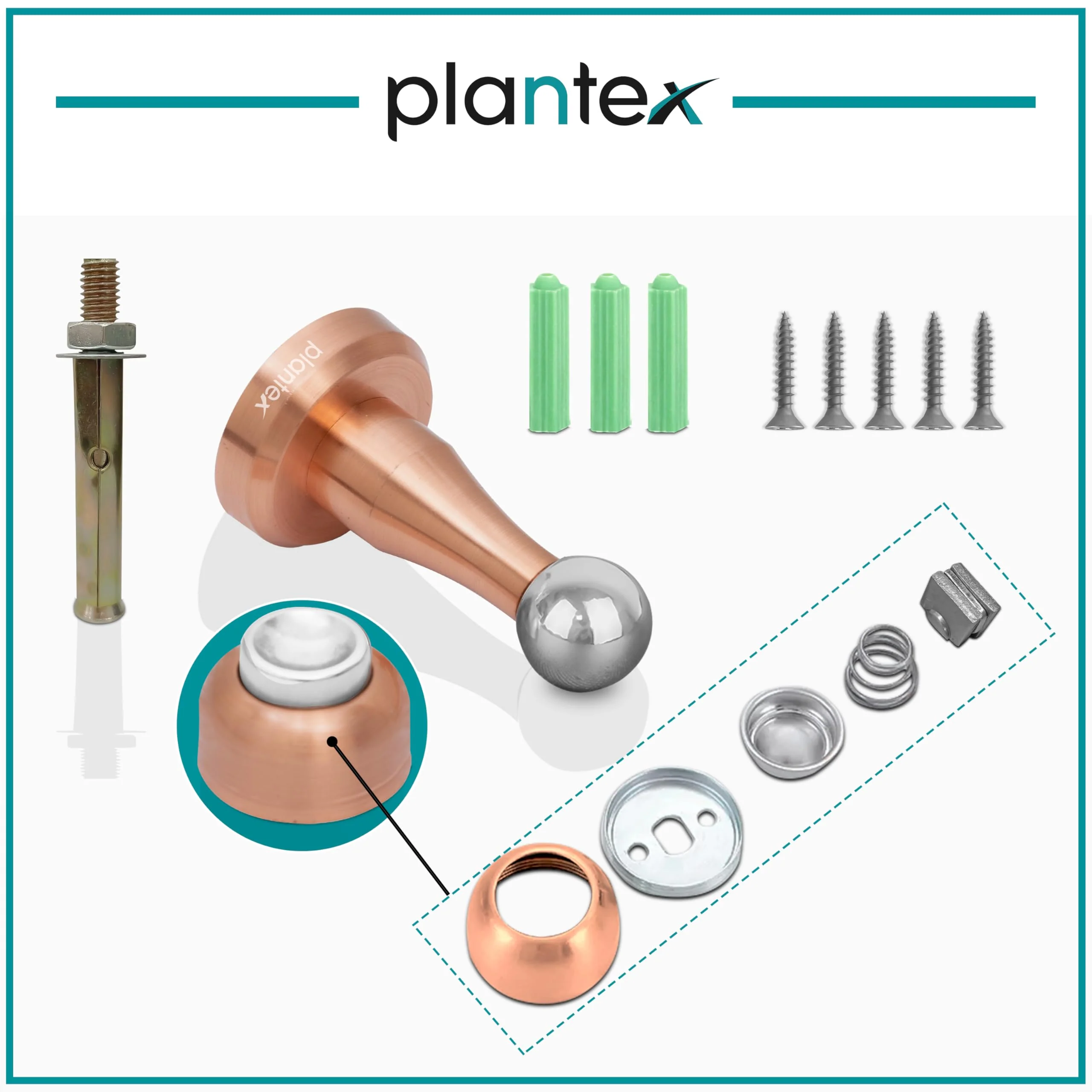 Plantex Stainless Steel 360 Degree 4 inch Door Magnet Stopper for Home/Office/Hotel Wall and Floor Mounted Soft-Catcher to Hold Wooden/Glass/PVC Door - Pack of 2 (PVD Rose Gold Finish) - Image 6