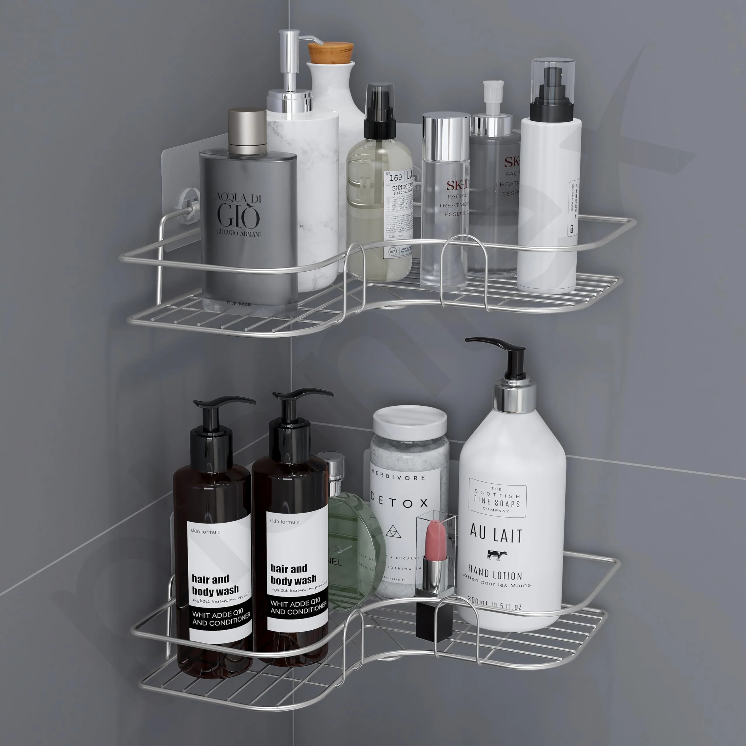 Plantex Stainless Steel Bathroom Corner Shelf for Wall/Bathroom Organiser Without Drill/Self Adhesive Bathroom Shelf- Pack of 1 (Chrome) - Image 7