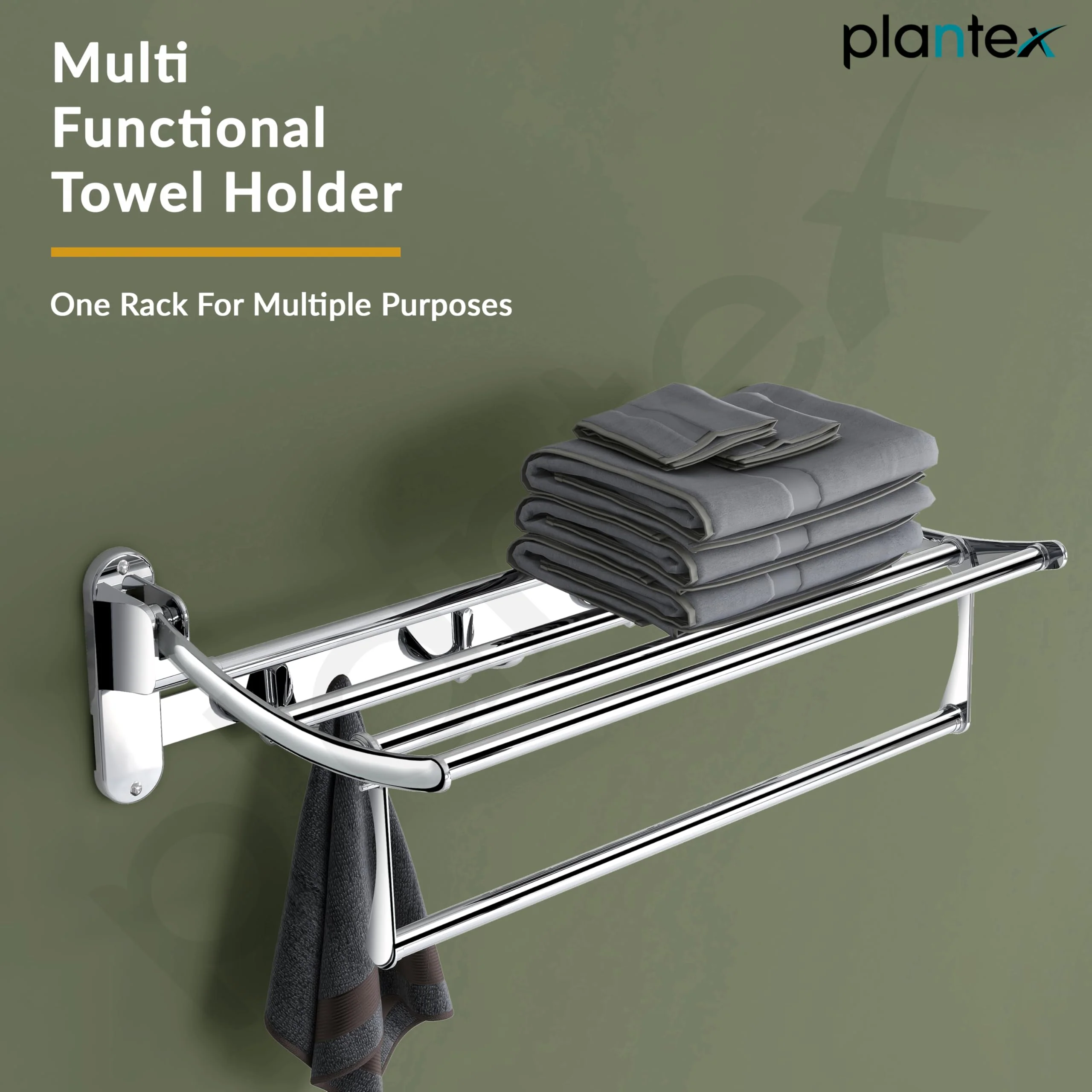 Plantex Stainless Steel Bathroom Towel Rack/Towel Holder for Bathroom/Towel Hanger/Bathroom Accessories - Pack of 10 (18 Inch-Chrome) - Image 7