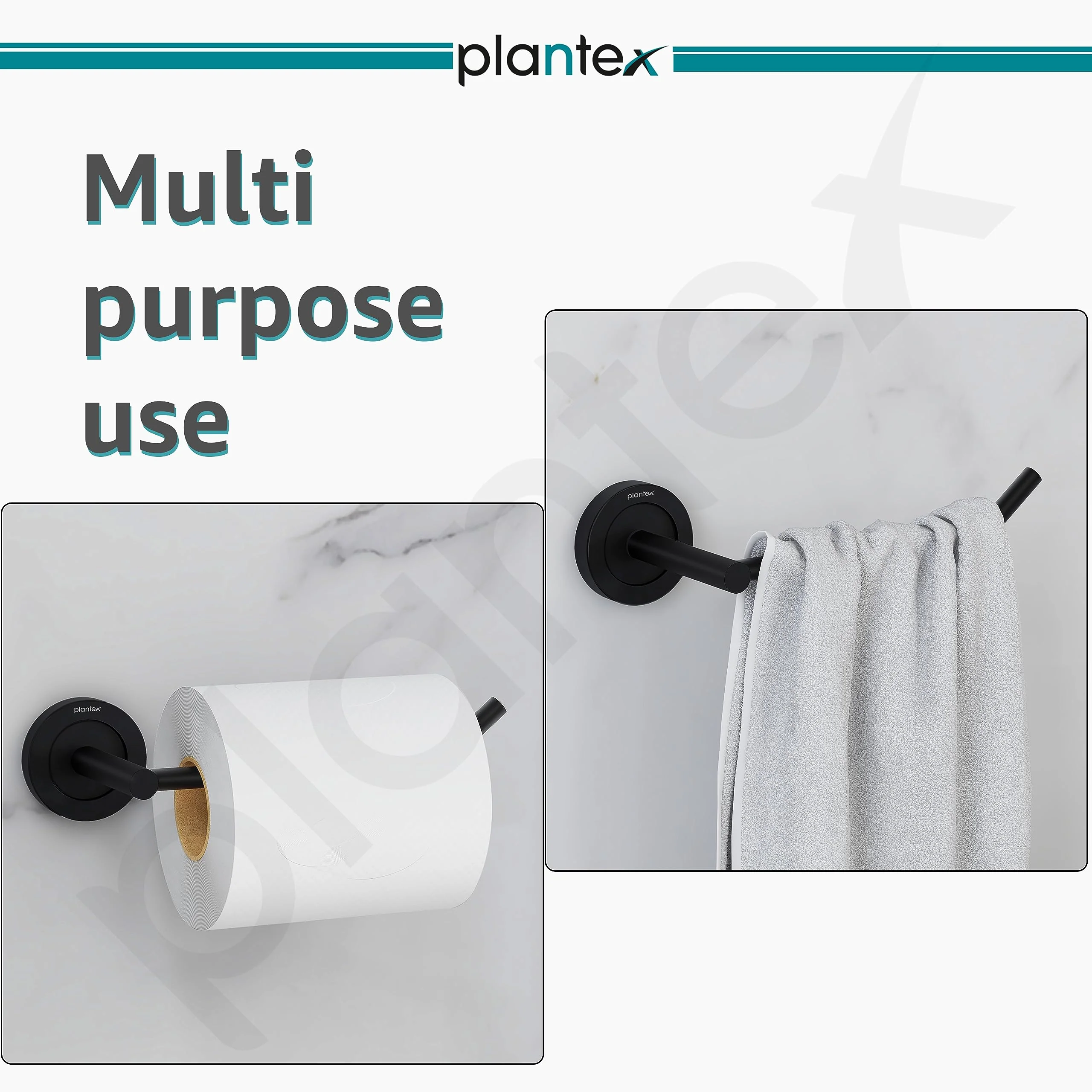 Plantex Stainless Steel Black Powder Coating Bathroom Toilet Paper Holder/Toilet Tissue Holder for Washroom/Kitchen/Bathroom Accessories (Black) - Image 2