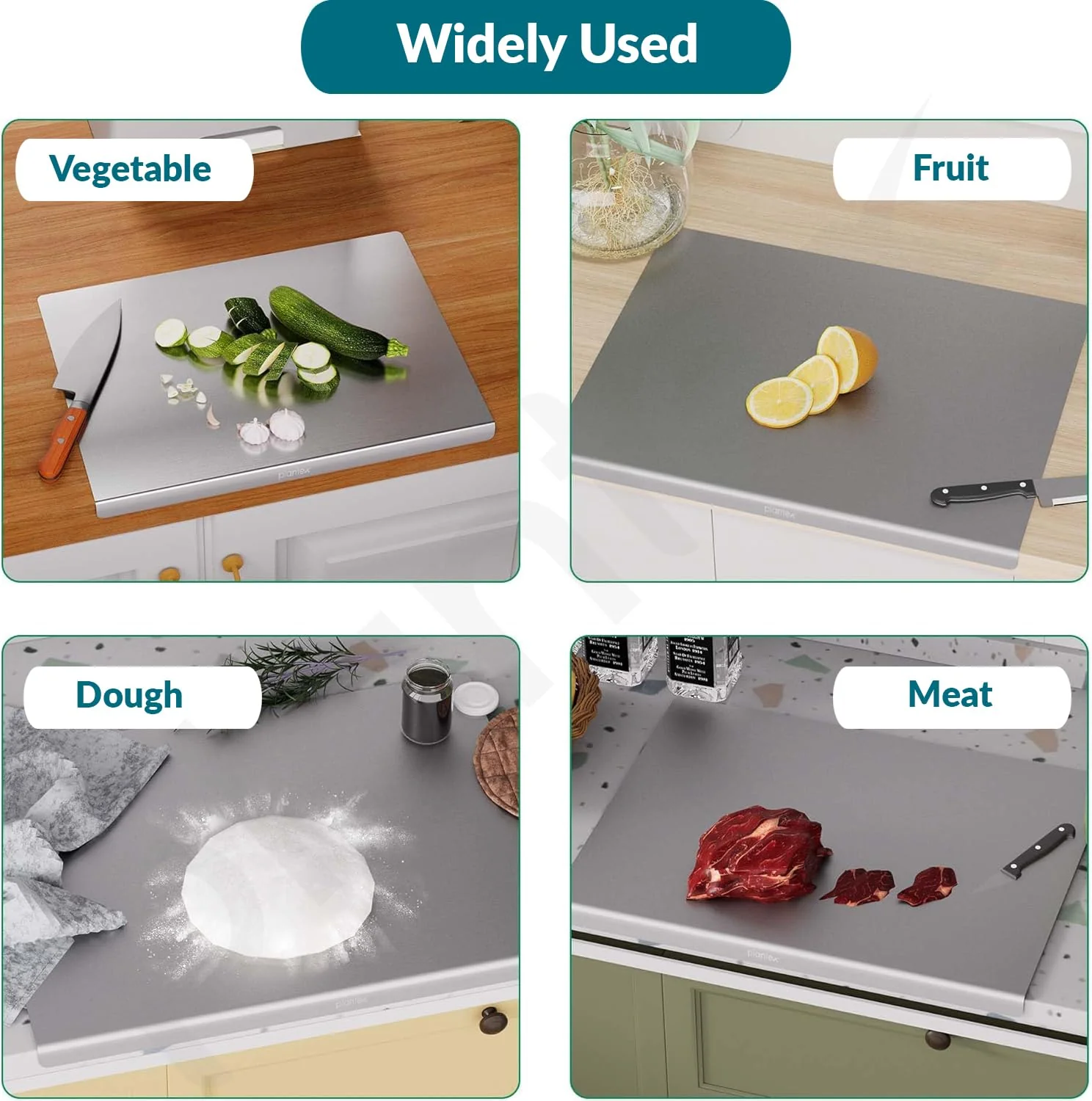 Plantex Stainless Steel Chopper Board for Kitchen Use/L-Shape Chopping Board/Non-Slip, Rust-Proof, Anti-Bacterial Surface Cutting Pad (Pack of 1, Chrome Finish, Size-35.5 cm X 23 cm) - Image 4