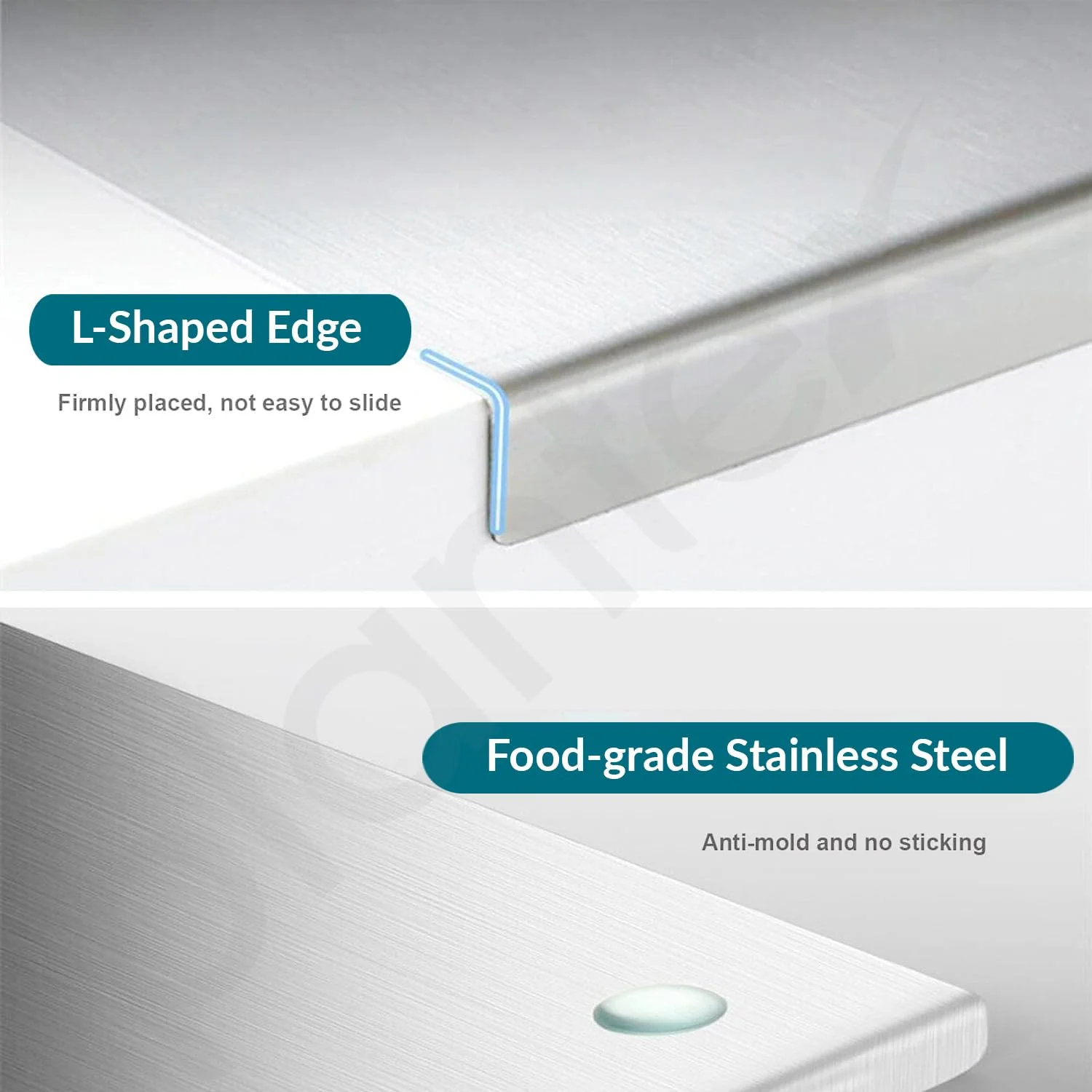 Plantex Stainless Steel Chopper Board for Kitchen Use/L-Shape Chopping Board/Non-Slip, Rust-Proof, Anti-Bacterial Surface Cutting Pad (Pack of 1, Chrome Finish, Size-35.5 cm X 23 cm) - Image 6