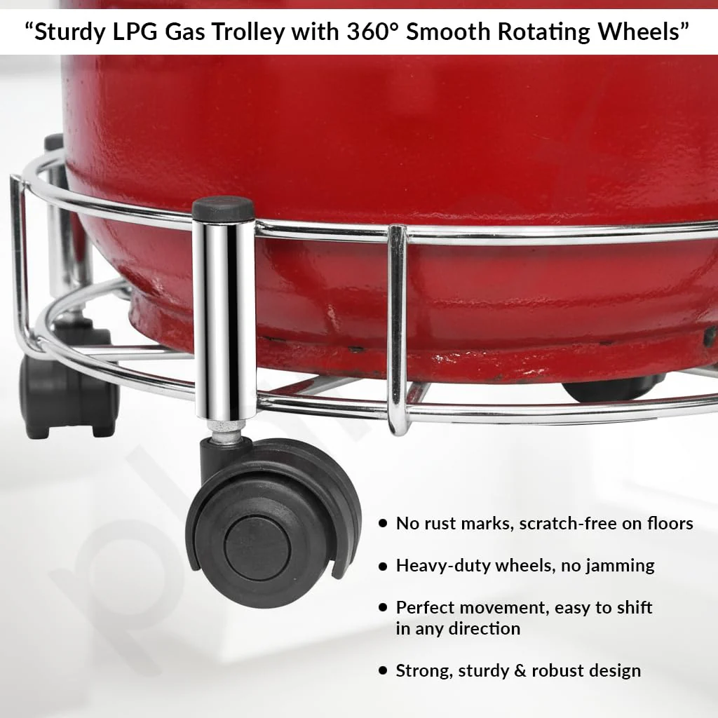 Plantex Stainless Steel Cylinder Trolley with Wheels/Easy to Move/LPG Cylinder Trolley - Image 5