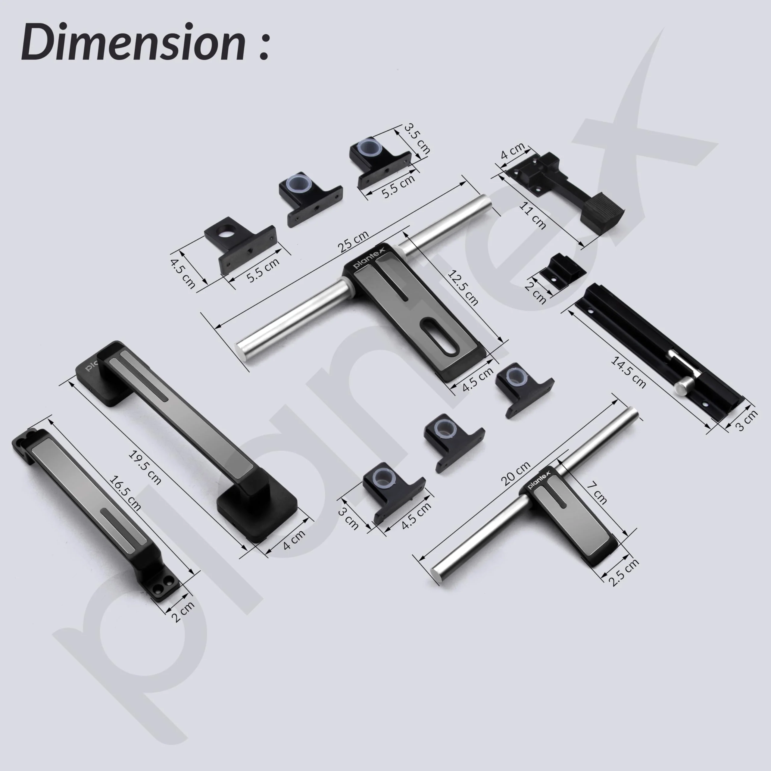 Plantex Stainless Steel Door Kit for Single Door/Door Accessories (10-inch Al-Drop,8-inch Latch,2 Handles,7-inch Tower Bolt and 4-inch Door Stopper-(Chrome & Z-Black) - Image 3